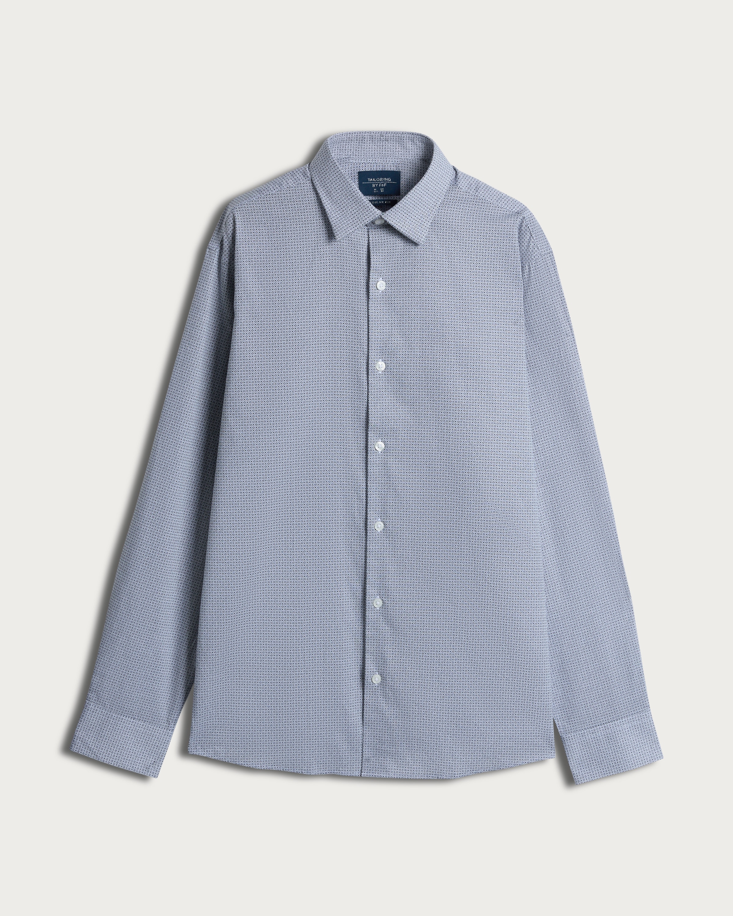 F&F Regular Fit Geometric Print Long Sleeved Formal Shirt in Grey thumbnail 4