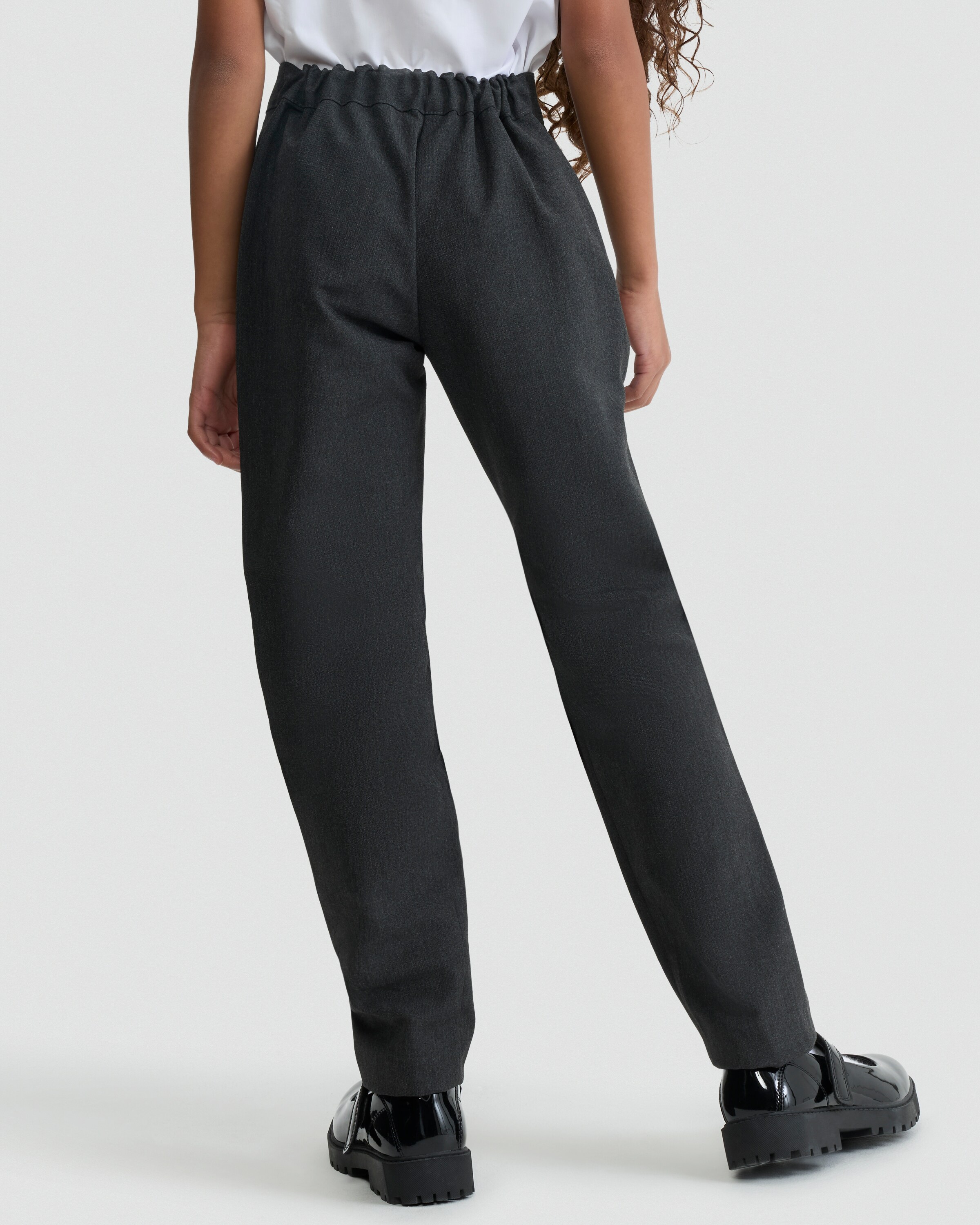 F&F School Girls 2-Pack Regular Fit Longer Length Trousers in Grey thumbnail 3