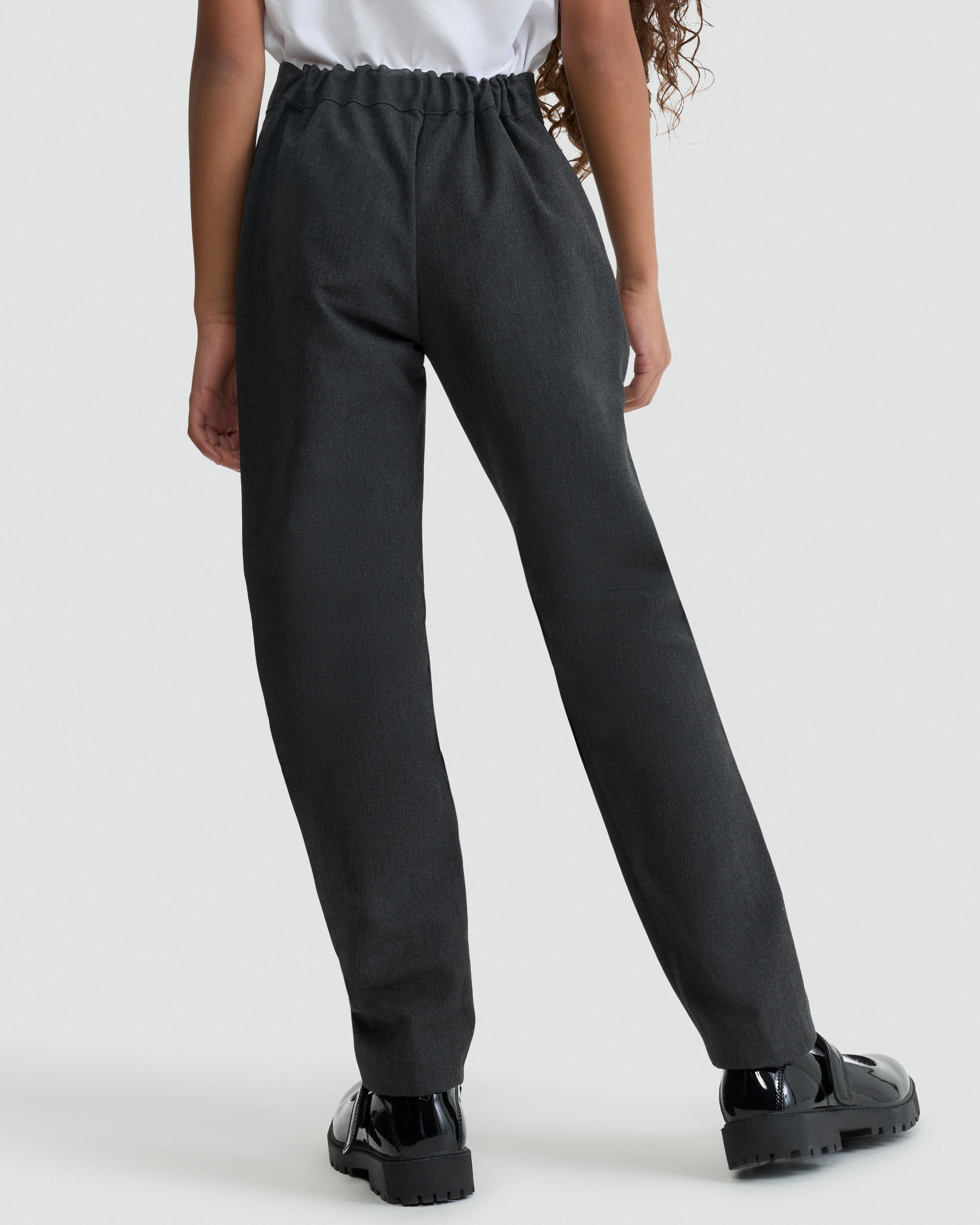 F&F School Girls 2-Pack Regular Fit Longer Length Trousers in Grey thumbnail 3