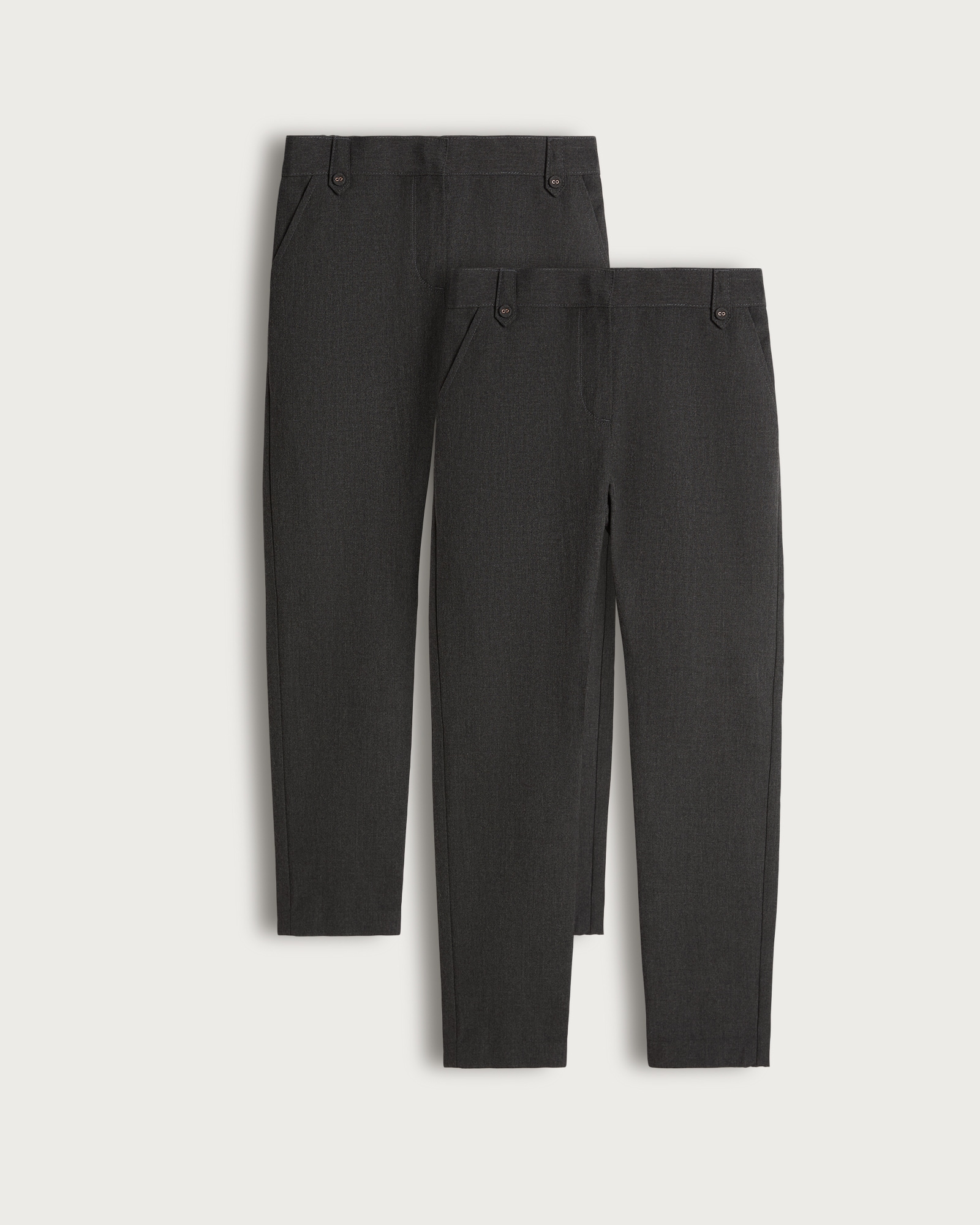 F&F School Girls 2-Pack Regular Fit Longer Length Trousers in Grey thumbnail 4