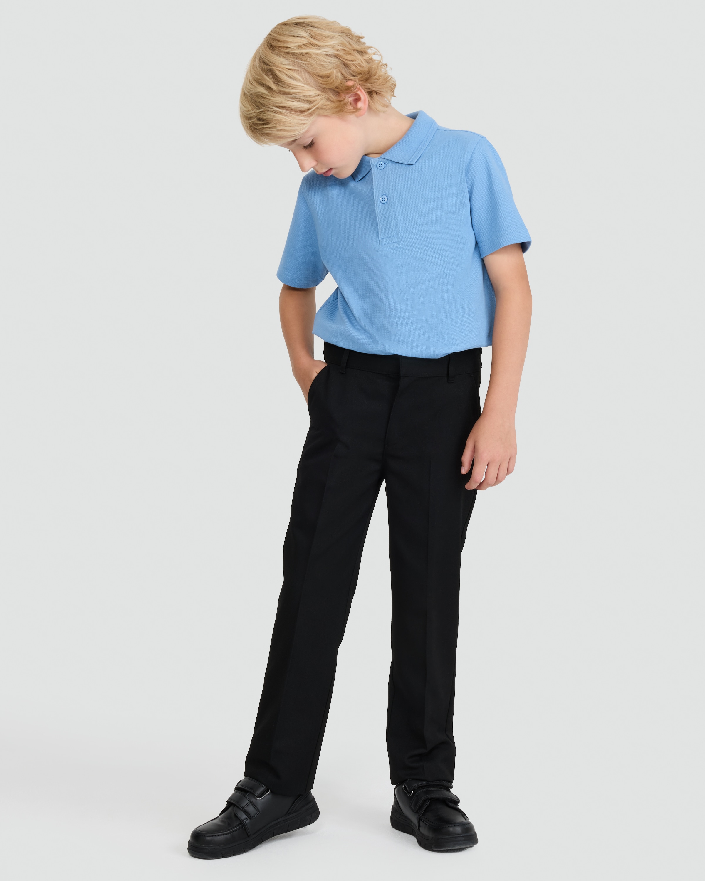 F&F School Boys 2-Pack Regular Fit Longer Length Trousers in Black