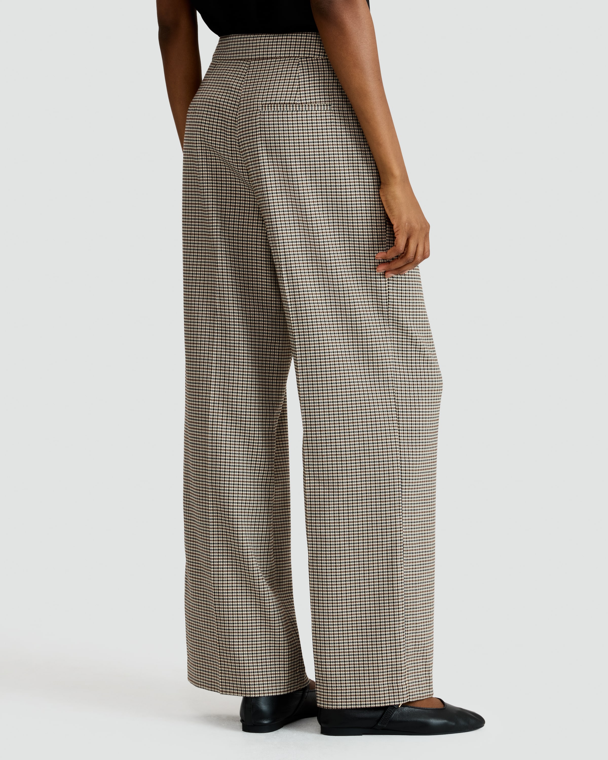 The F&F Edit Double Pleat Check Wide Leg Trousers in Brown thumbnail 4