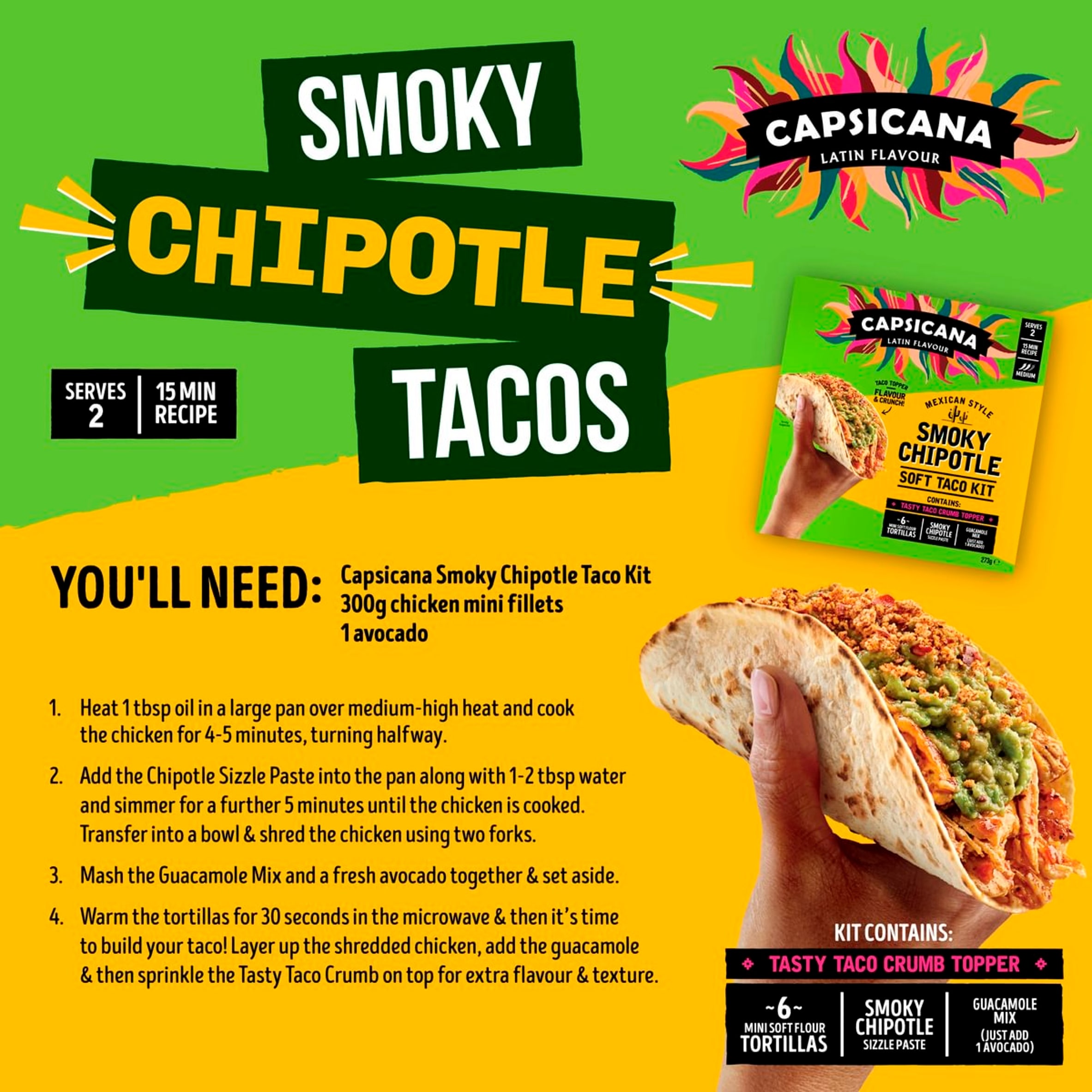 Capsicana Mexican Smoky Chipotle Taco Meal Kit 273g thumbnail 2