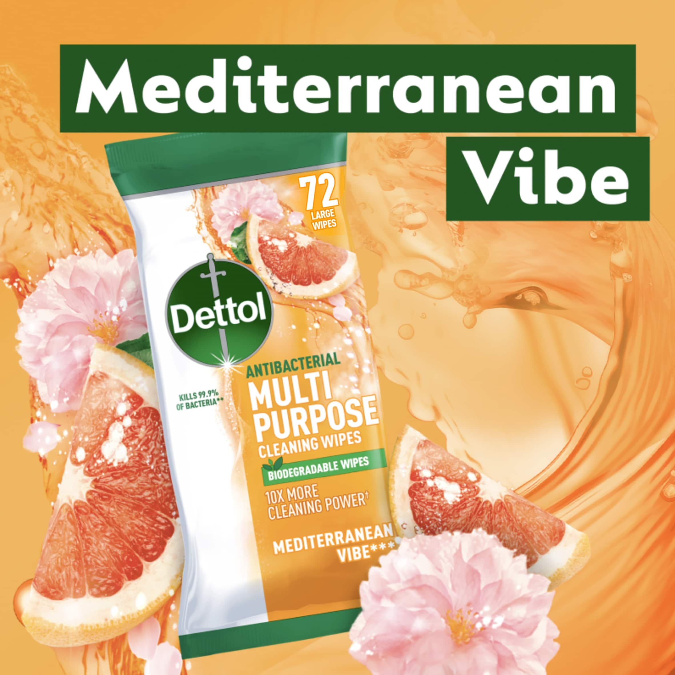 Dettol Multi-Purpose Cleaning Med Vibes 72 Wipes thumbnail 2