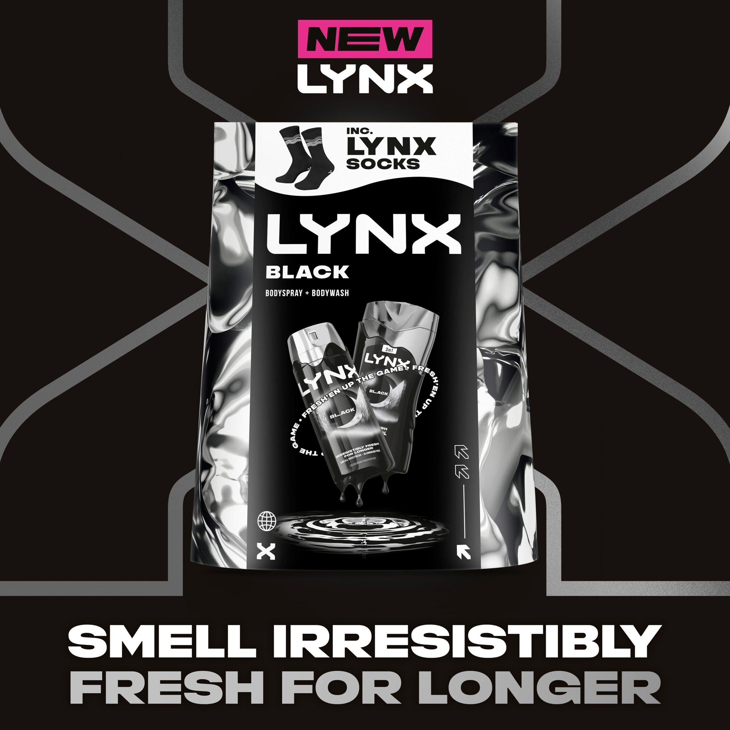 Lynx Black Bodyspray & Bodywash Duo with Socks Gift Set thumbnail 2