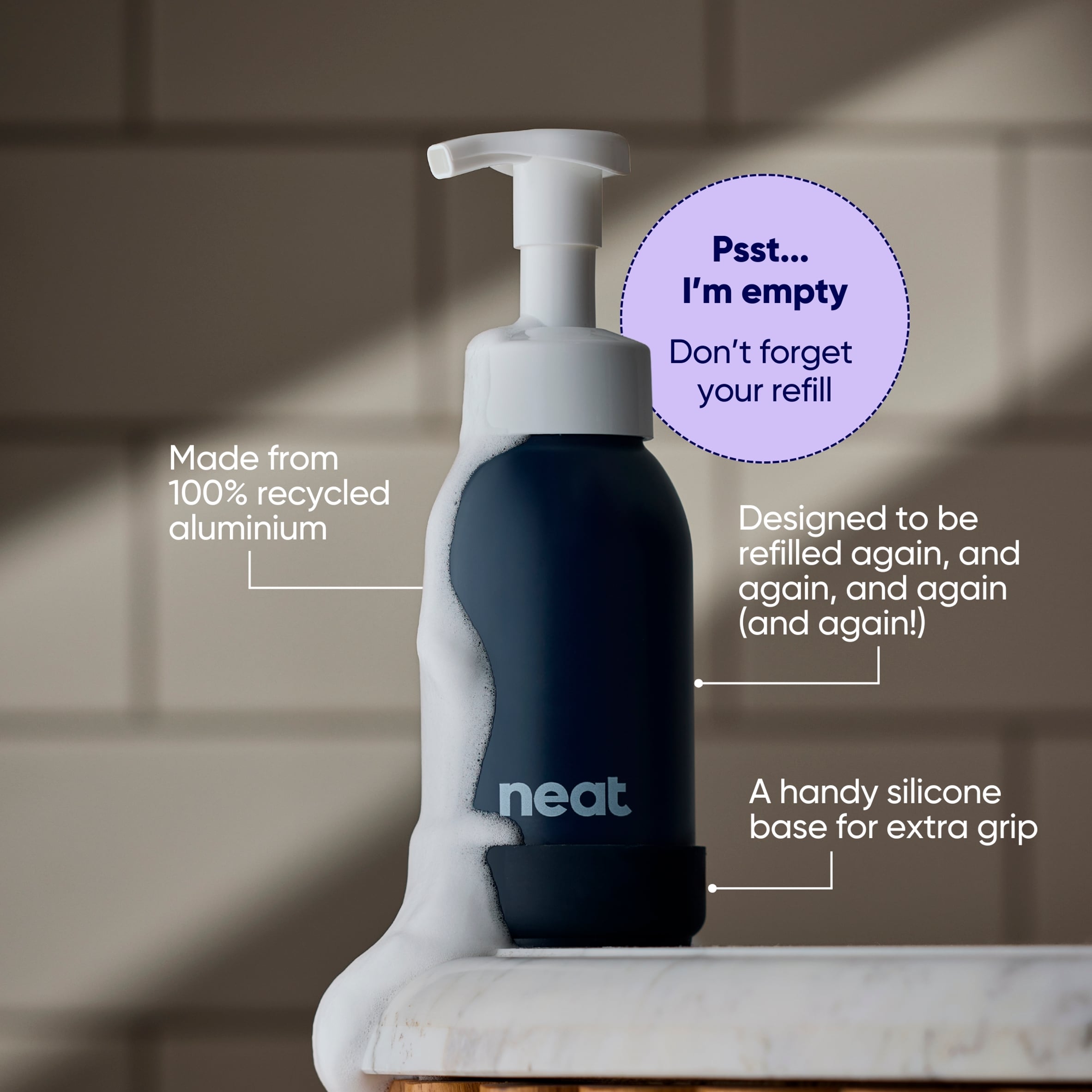 Neat Midnight Refillable Dispenser for Foaming Hand Wash 300ml thumbnail 2