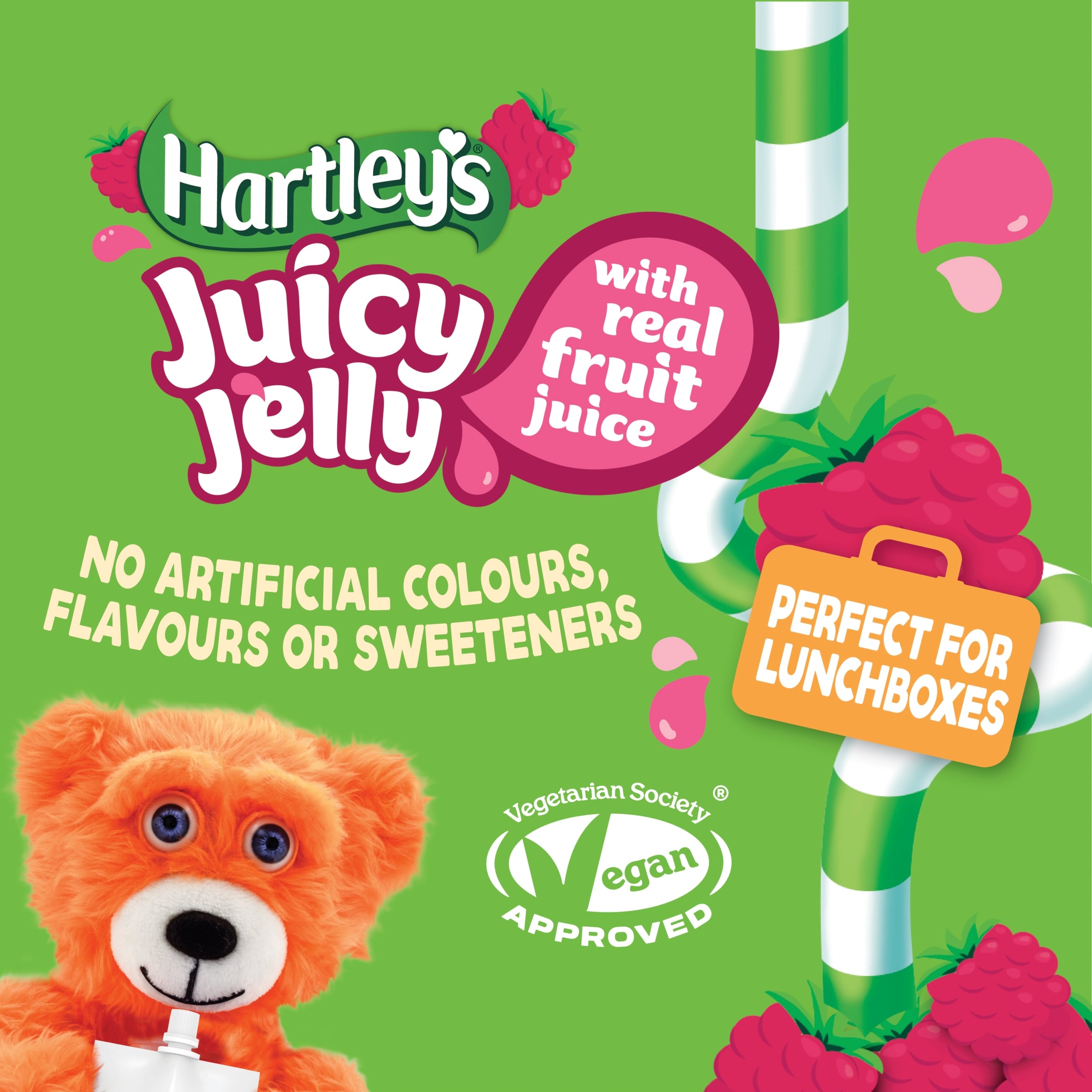 Hartley's Raspberry Jelly Pouch Multipack 4x90g thumbnail 2