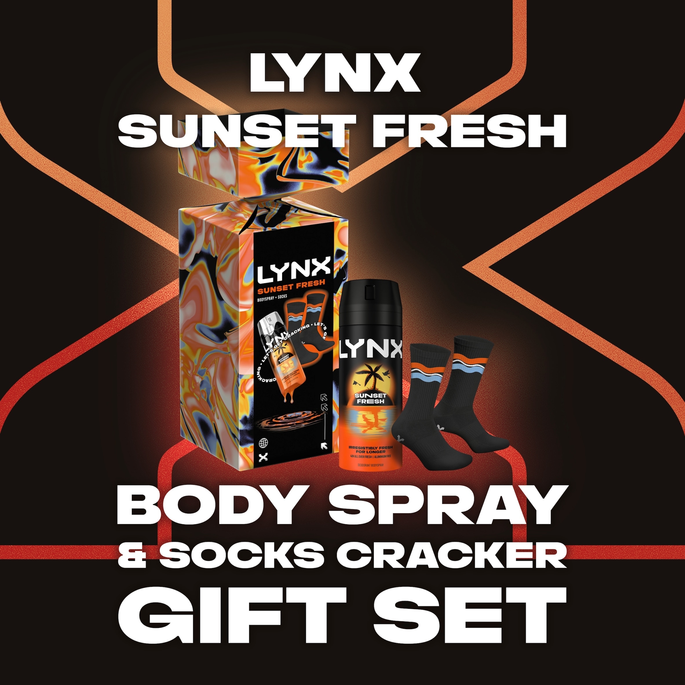 Lynx Sunset Fresh Bodyspray & Socks Cracker Gift Set thumbnail 3