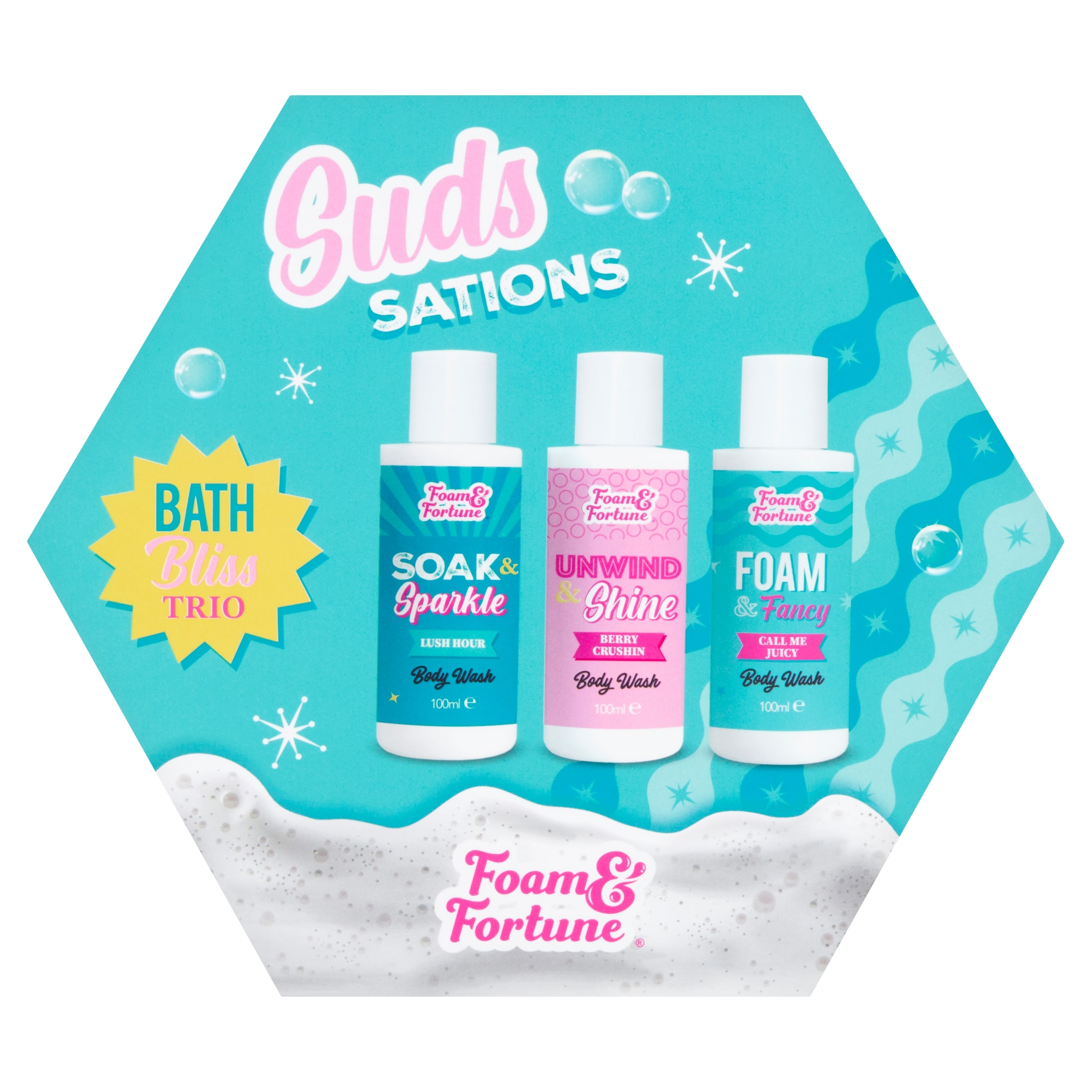 Foam & Fortune Sudssations bath bliss trio