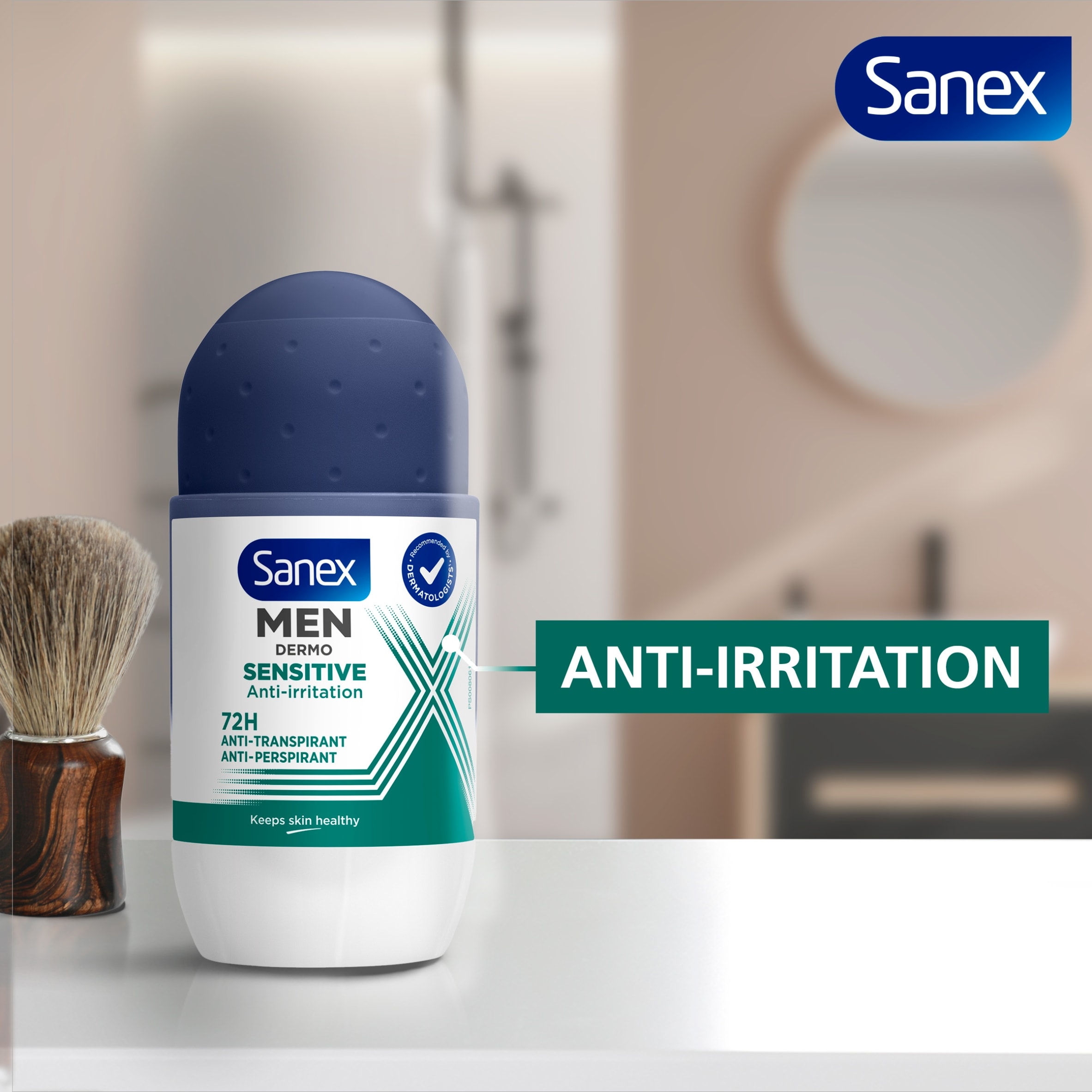 Sanex Men Sensitive 48h Antiperspirant Roll-On Deodorant 50ml thumbnail 3