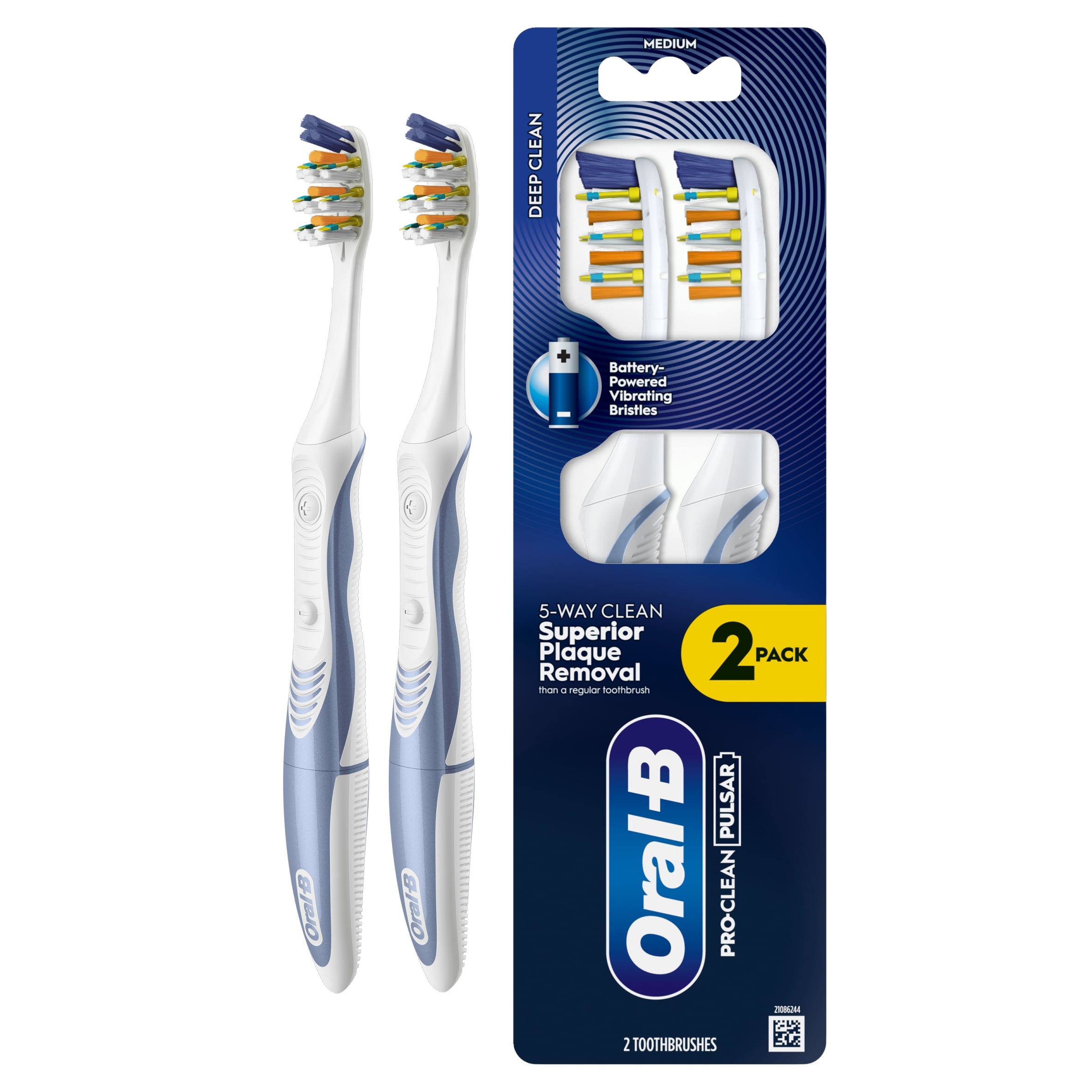 Oral-B Pulsar Pro Clean Medium Battery Toothbrush 2 Pack