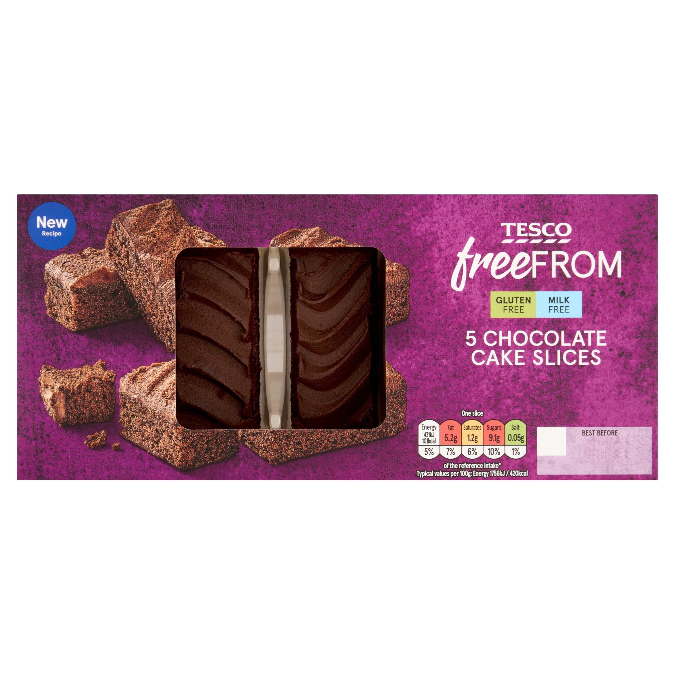 Tesco Free From Chocolate Cake Slice 5 Pack