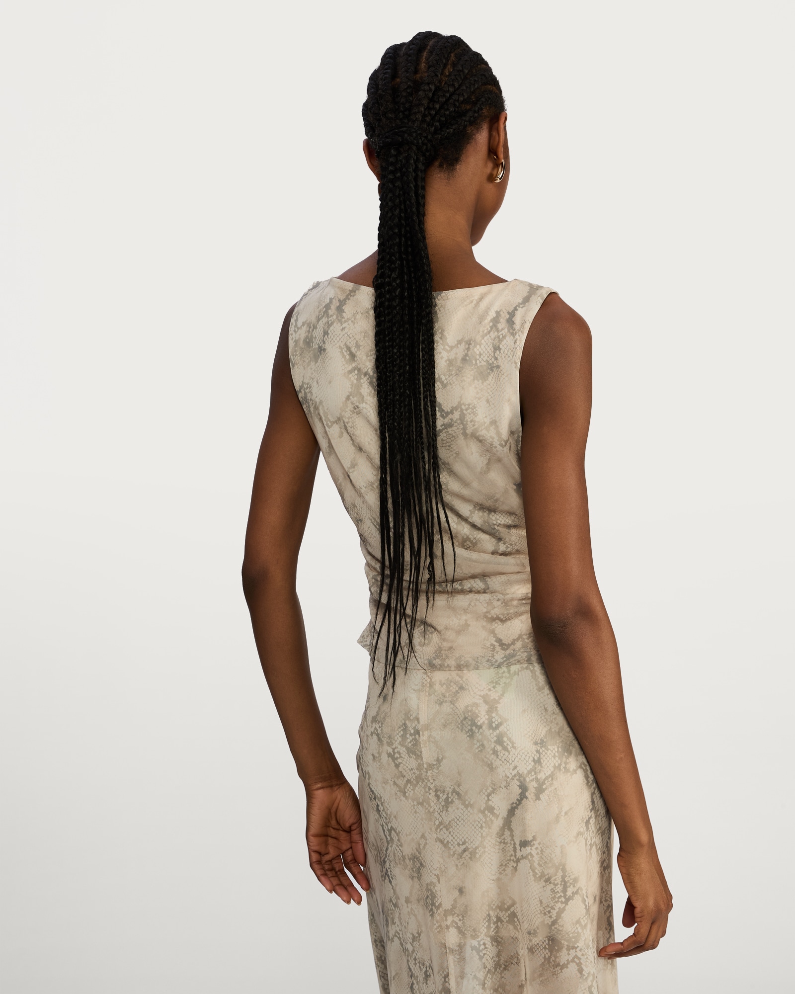F&F Animal Ruched Side Sleeveless Co-ord Top in Neutral thumbnail 4