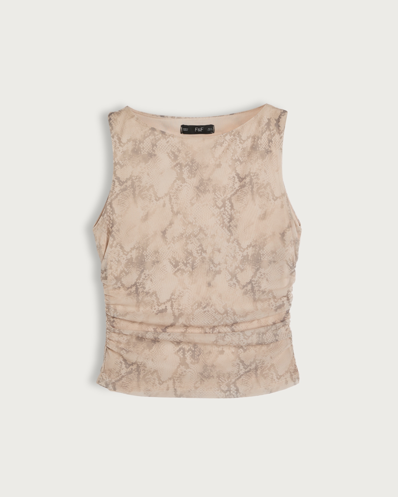 F&F Animal Ruched Side Sleeveless Co-ord Top in Neutral thumbnail 5