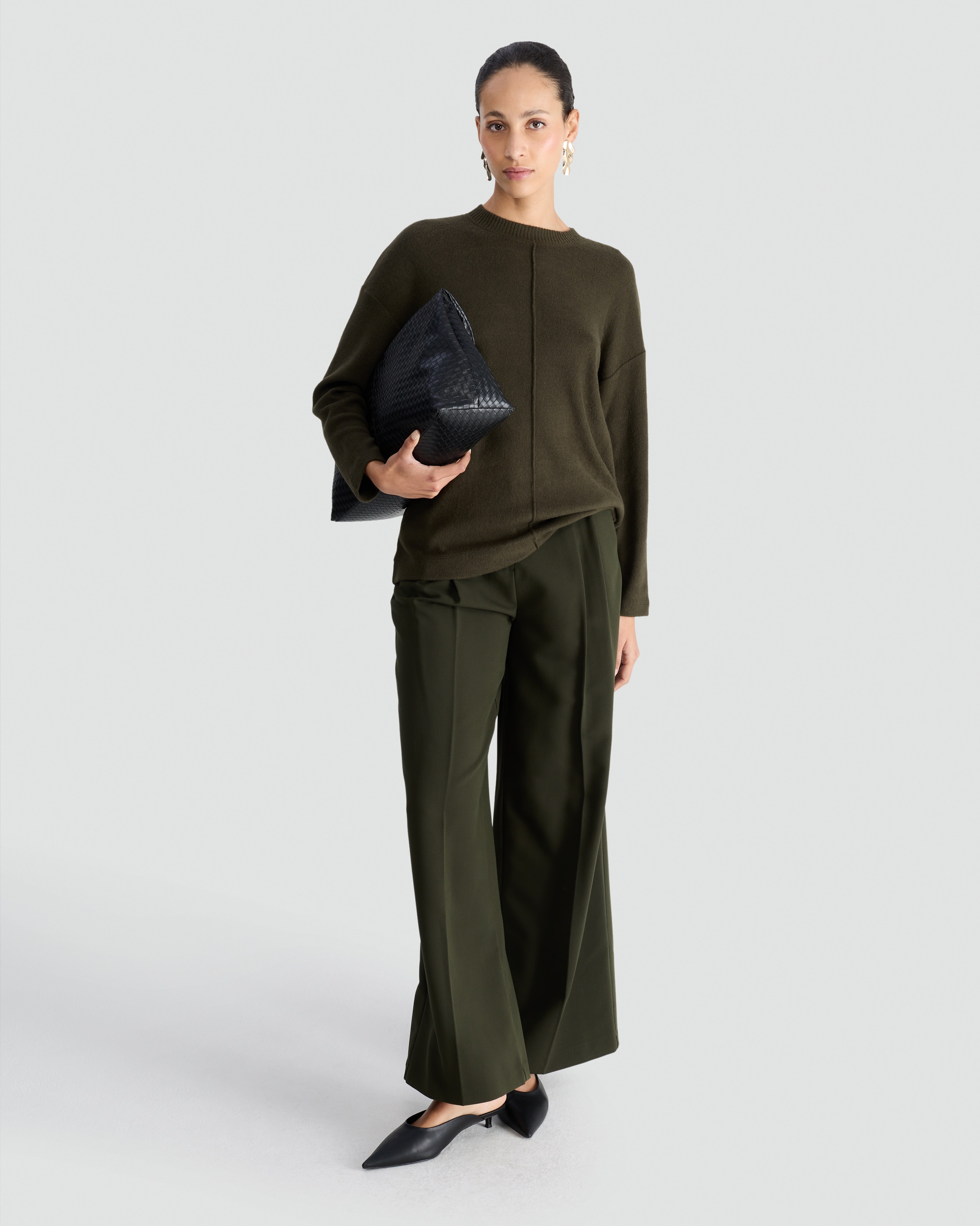 F&F Seam Detail Long Sleeved Jumper in Olive