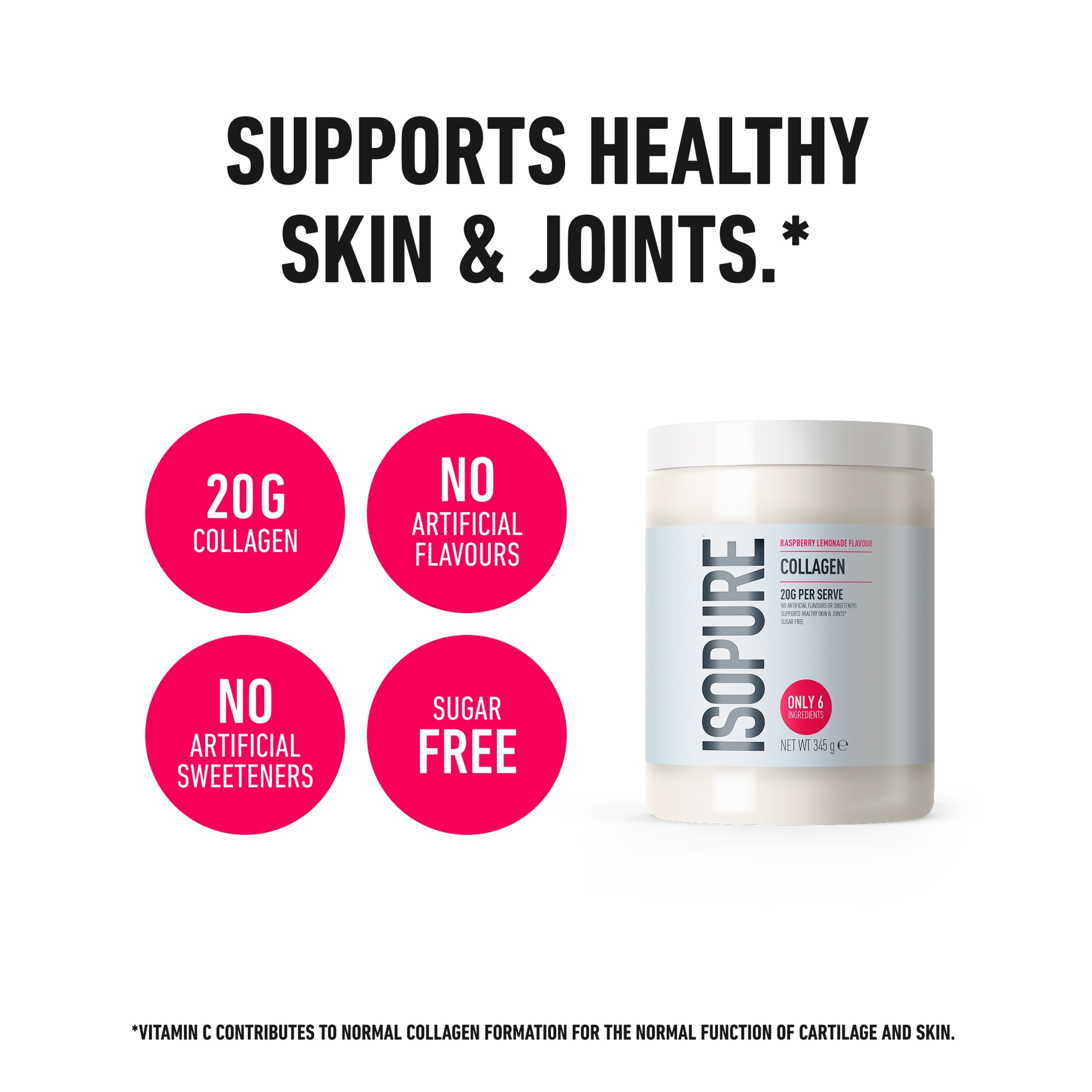 Isopure Collagen Raspberry Lemonade 345g thumbnail 4