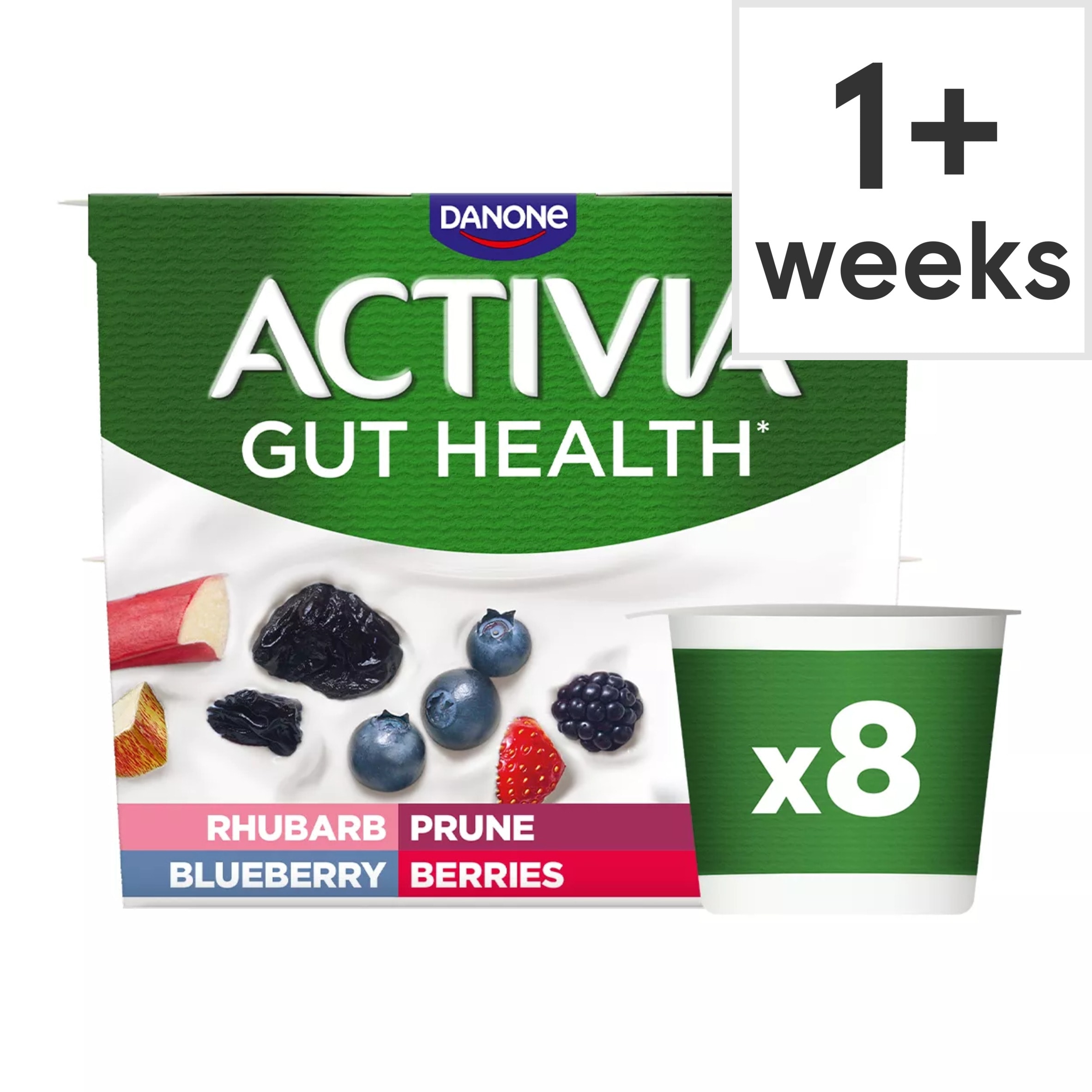 Activia Rhubarb & Mixed Fruit Low Fat Gut Health Yoghurt Multipack 8x115g