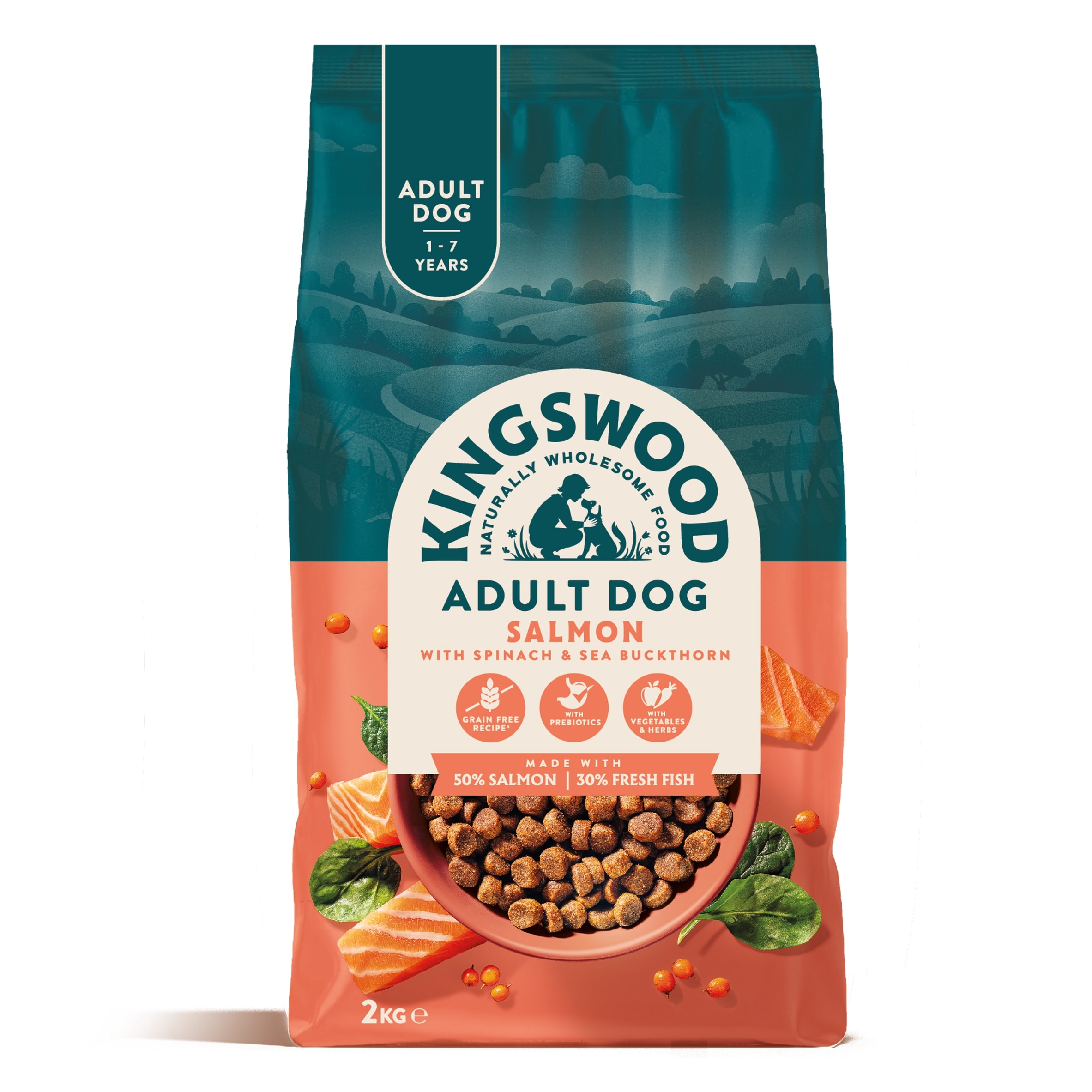 Kingswood Adult Dog, Salmon with Spinach & Sea Buckthorn, 2Kg