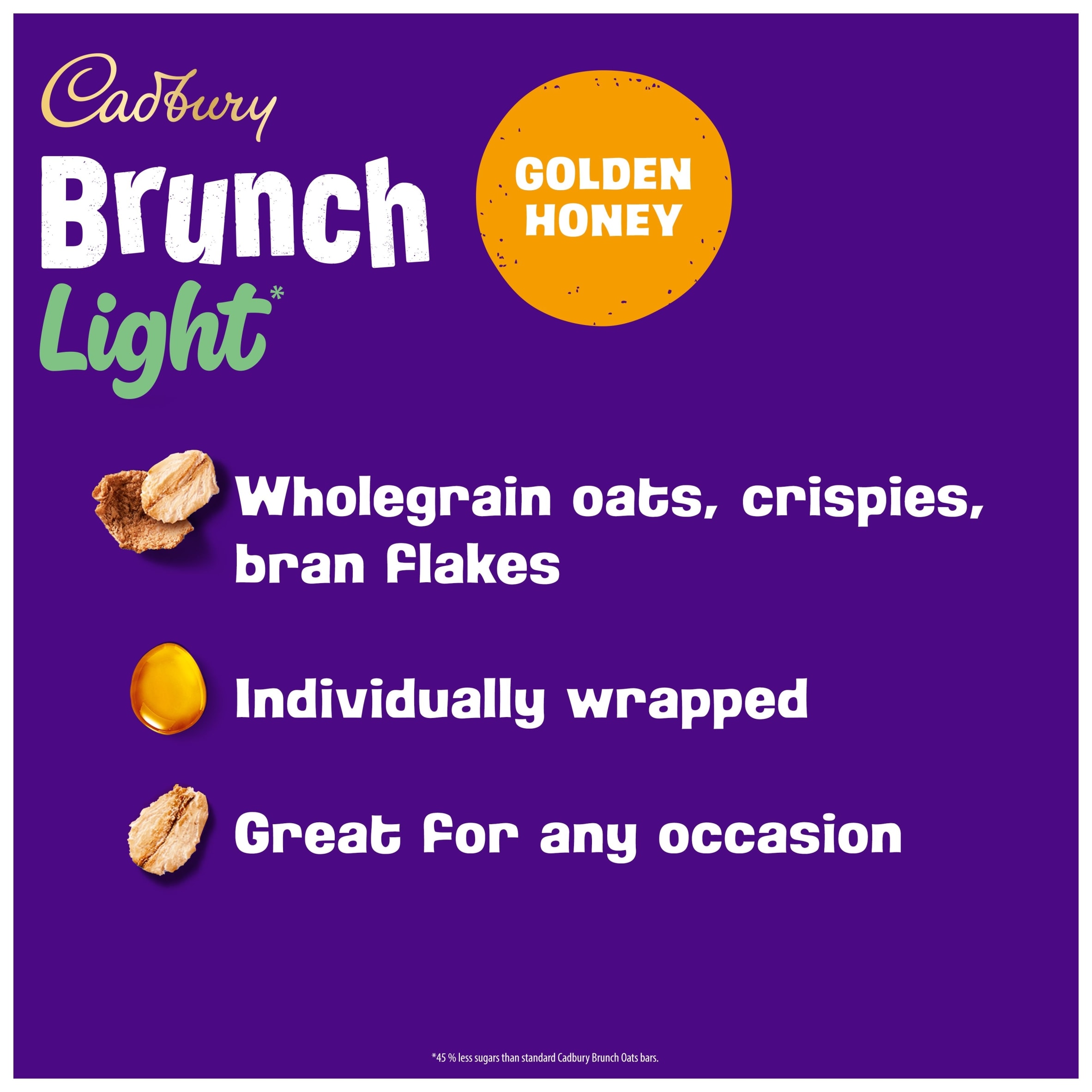 Cadbury Brunch Light Oats and Honey Wholegrain Cereal Bars 4 x 26g thumbnail 2