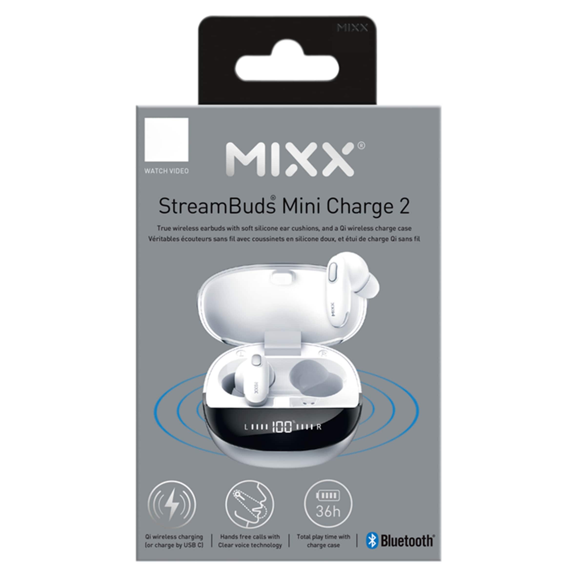 Mixx StreamBuds Mini Charge 2 True Wireless Bluetooth In Ear Headphones White