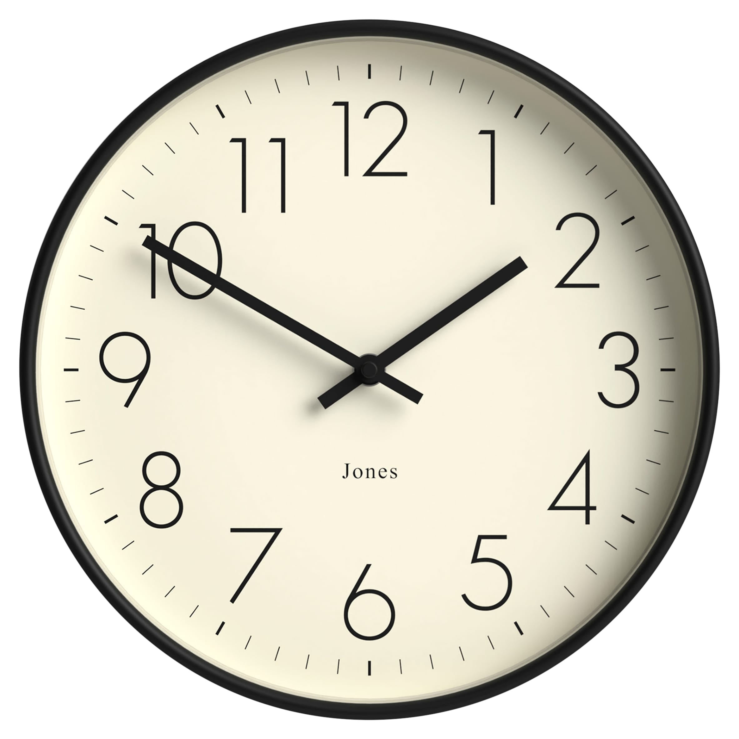 Jones Clocks Vista Round Black Wall Clock