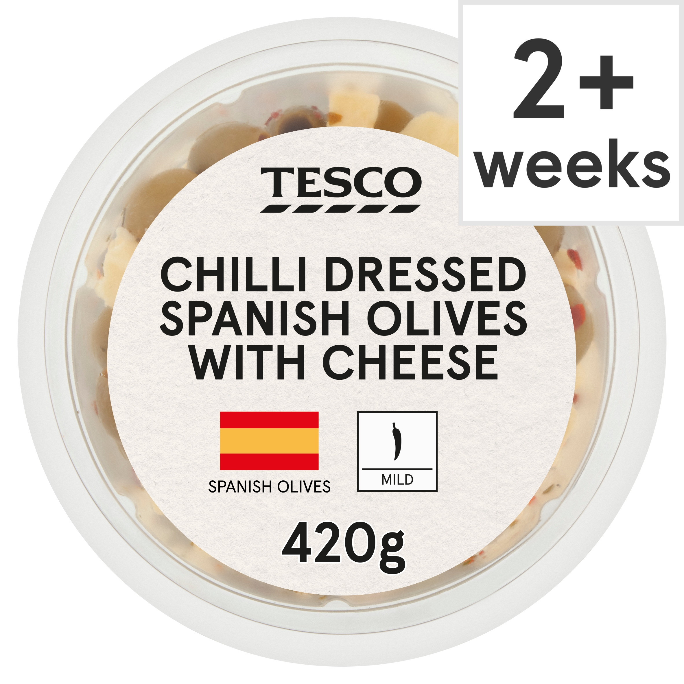 Tesco Chilli Dressed Spanish Olives with Cheese 420g