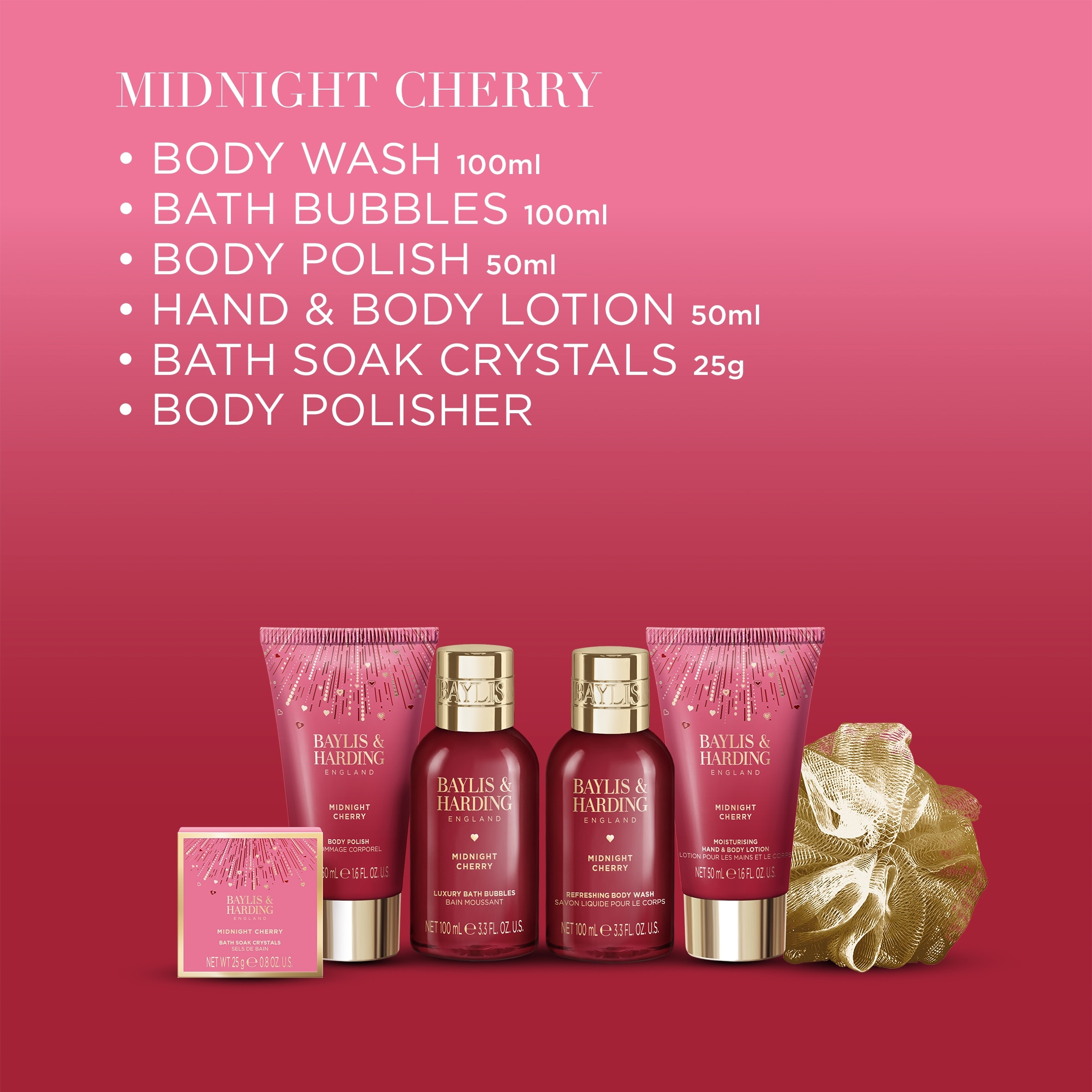 BAYLIS & HARDING MIDNIGHT CHERRY LUXURY PAMPER PRESENT GIFT SET thumbnail 3