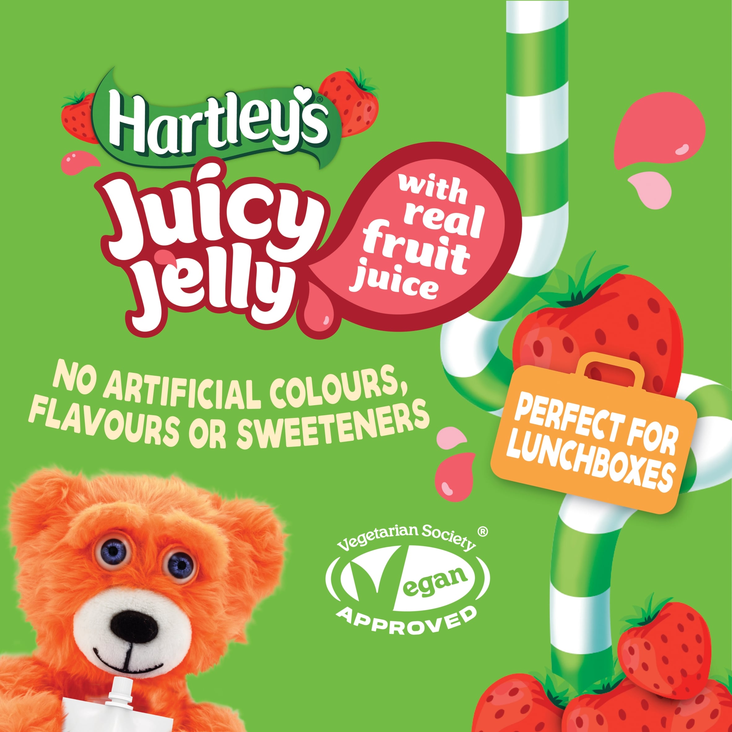 Hartley's Strawberry Jelly Pouch Multipack 4x90g thumbnail 2
