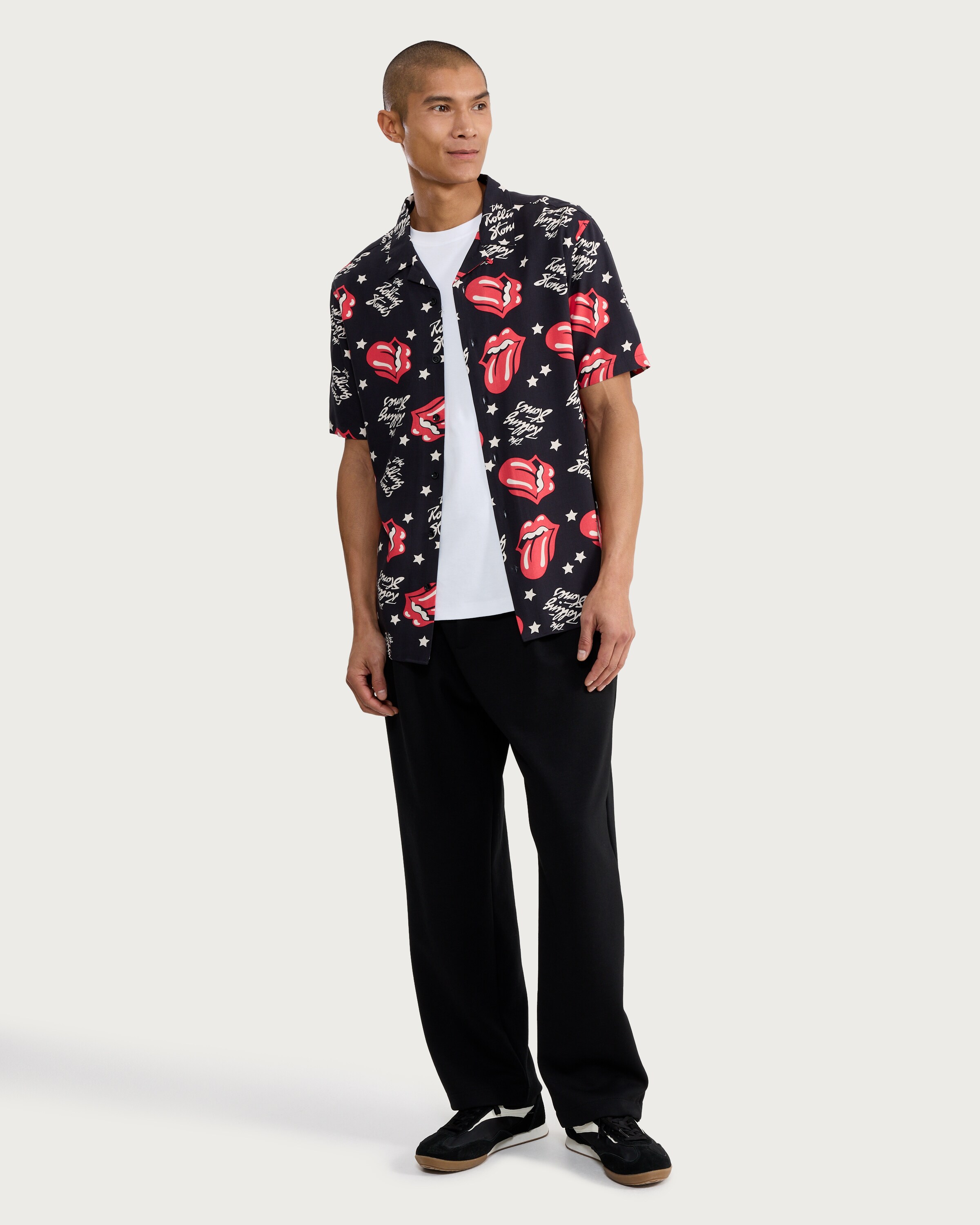 Rolling Stones Tongue Print Shirt in Black thumbnail 2