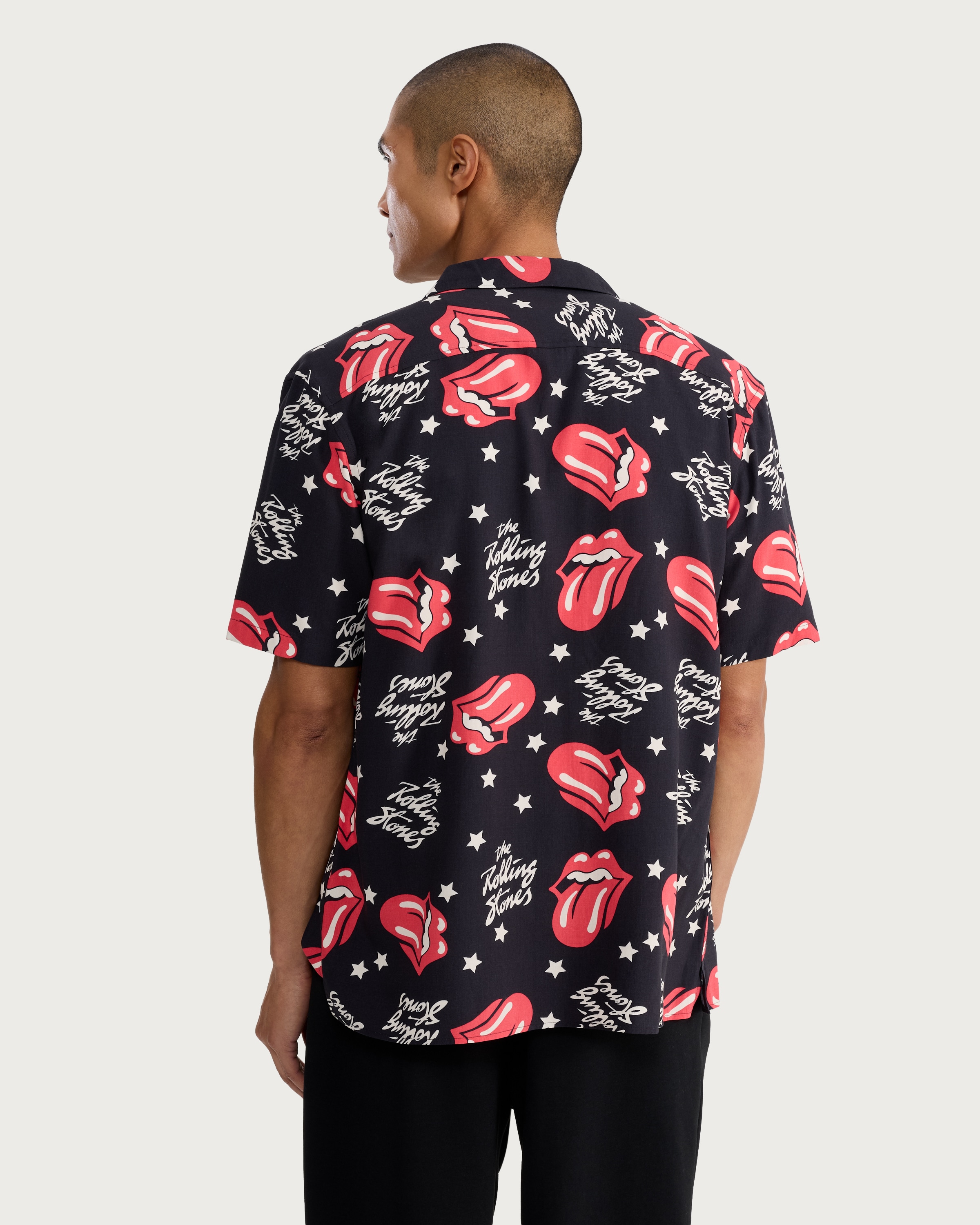 Rolling Stones Tongue Print Shirt in Black thumbnail 3