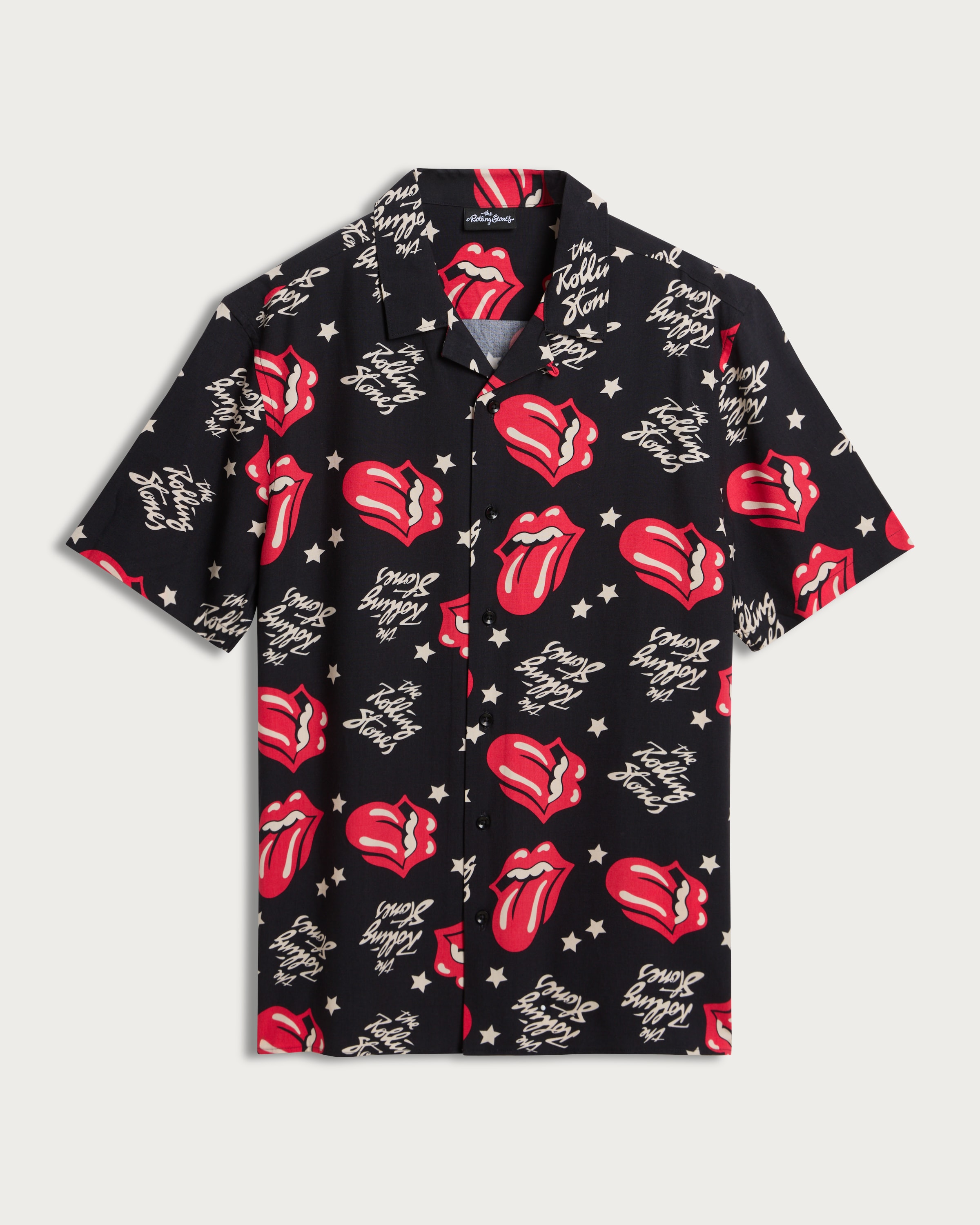 Rolling Stones Tongue Print Shirt in Black thumbnail 4