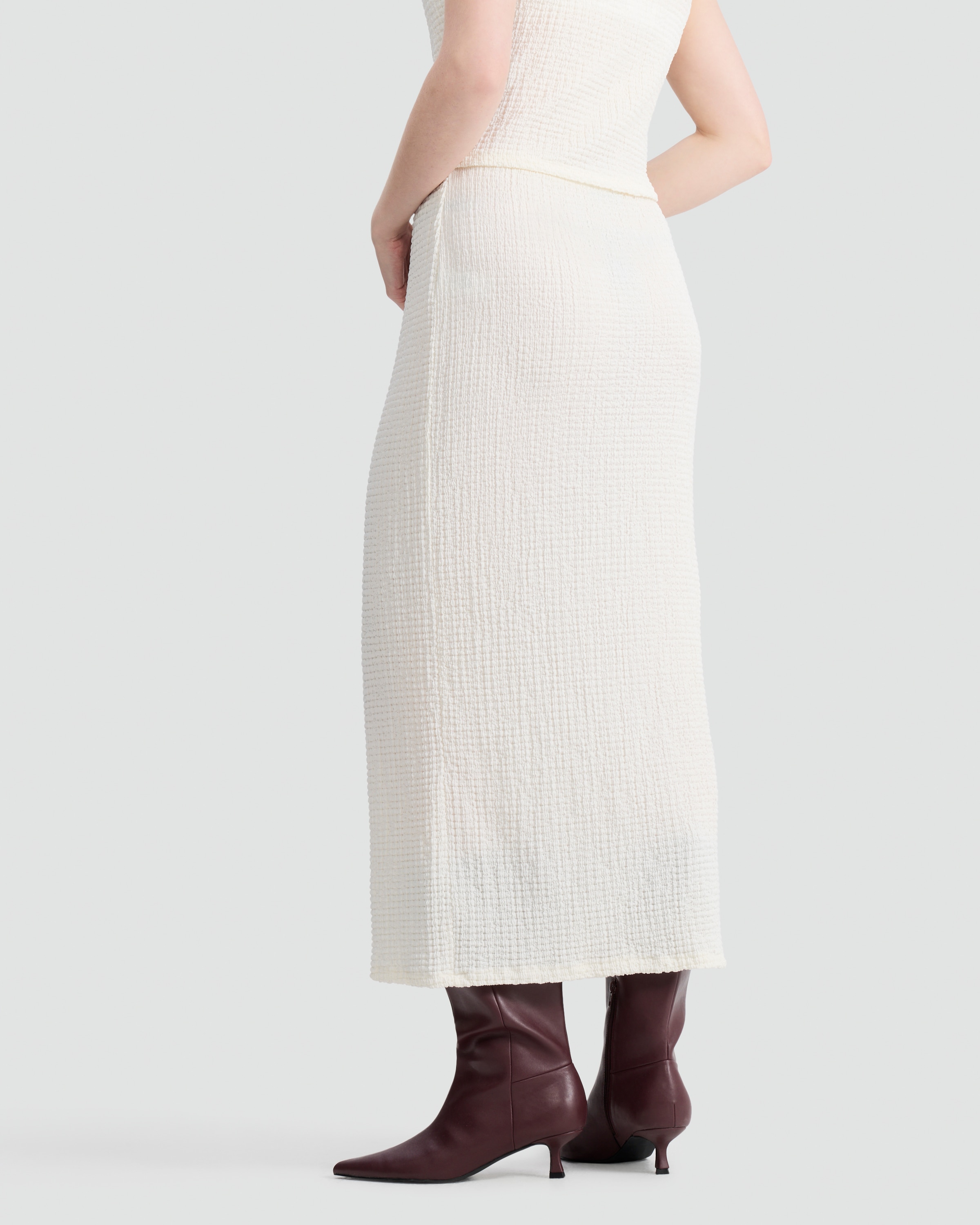 F&F Textured Drawstring Bubble Midaxi Skirt in Neutral thumbnail 3