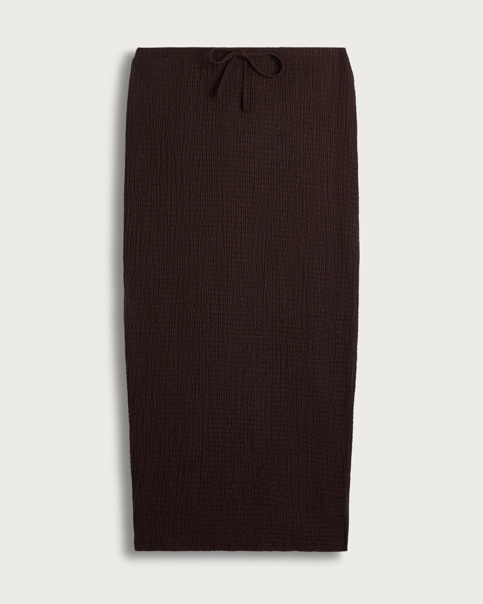 F&F Textured Drawstring Bubble Midaxi Skirt in Chocolate thumbnail 4