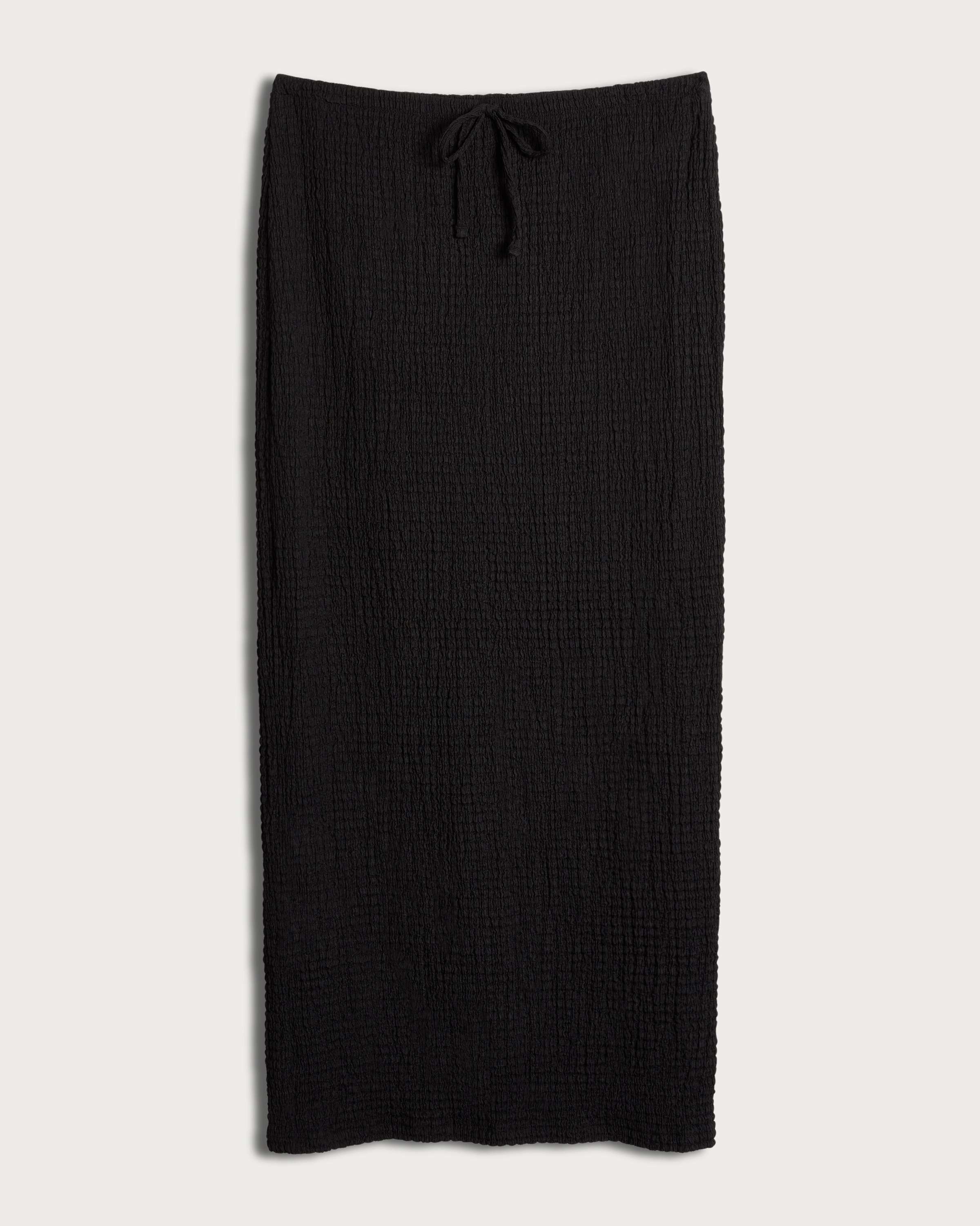 F&F Textured Drawstring Bubble Midaxi Skirt in Black thumbnail 4