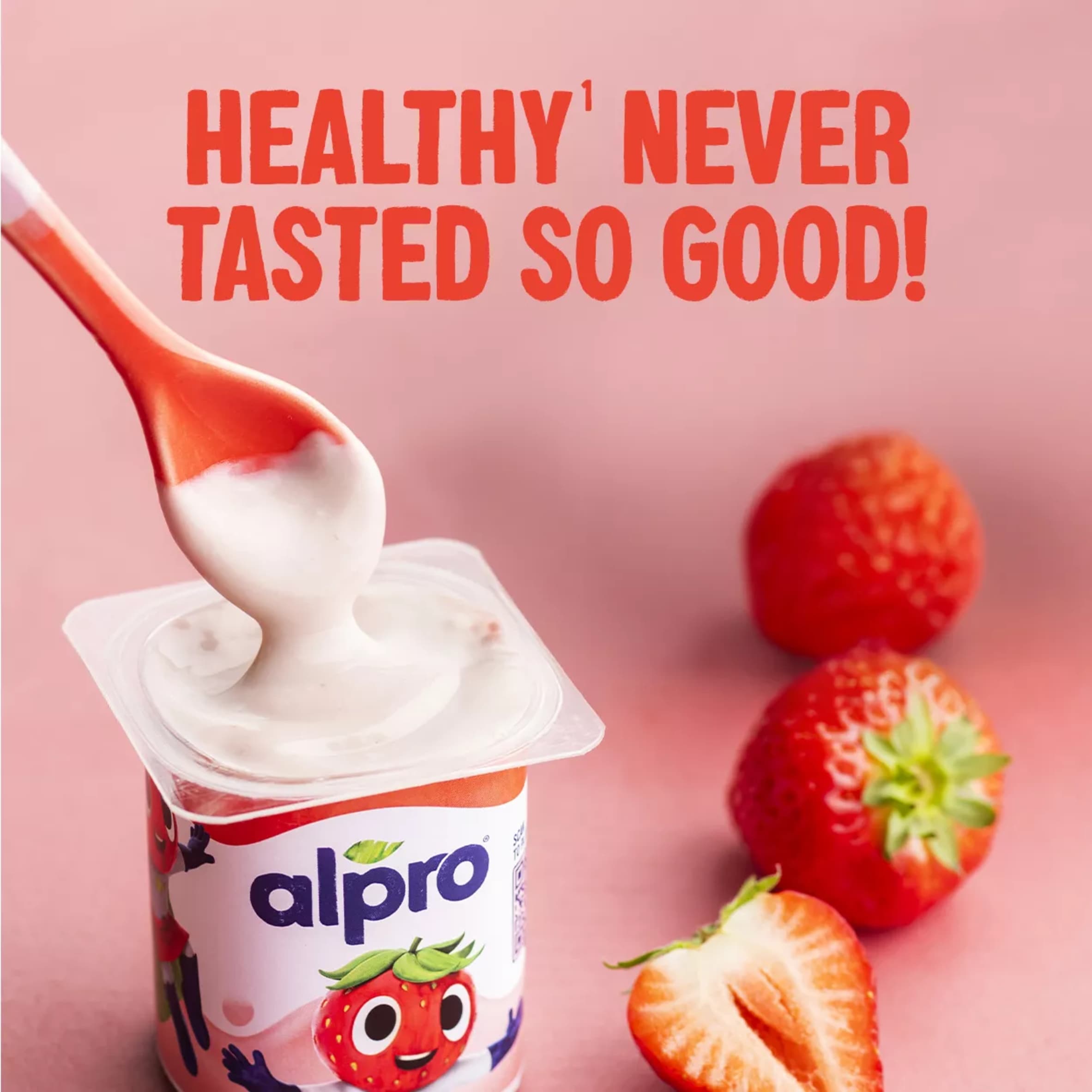 Alpro Kids Strawberry Soya Dairy Free Yoghurt Alternative 4 x 115g thumbnail 4