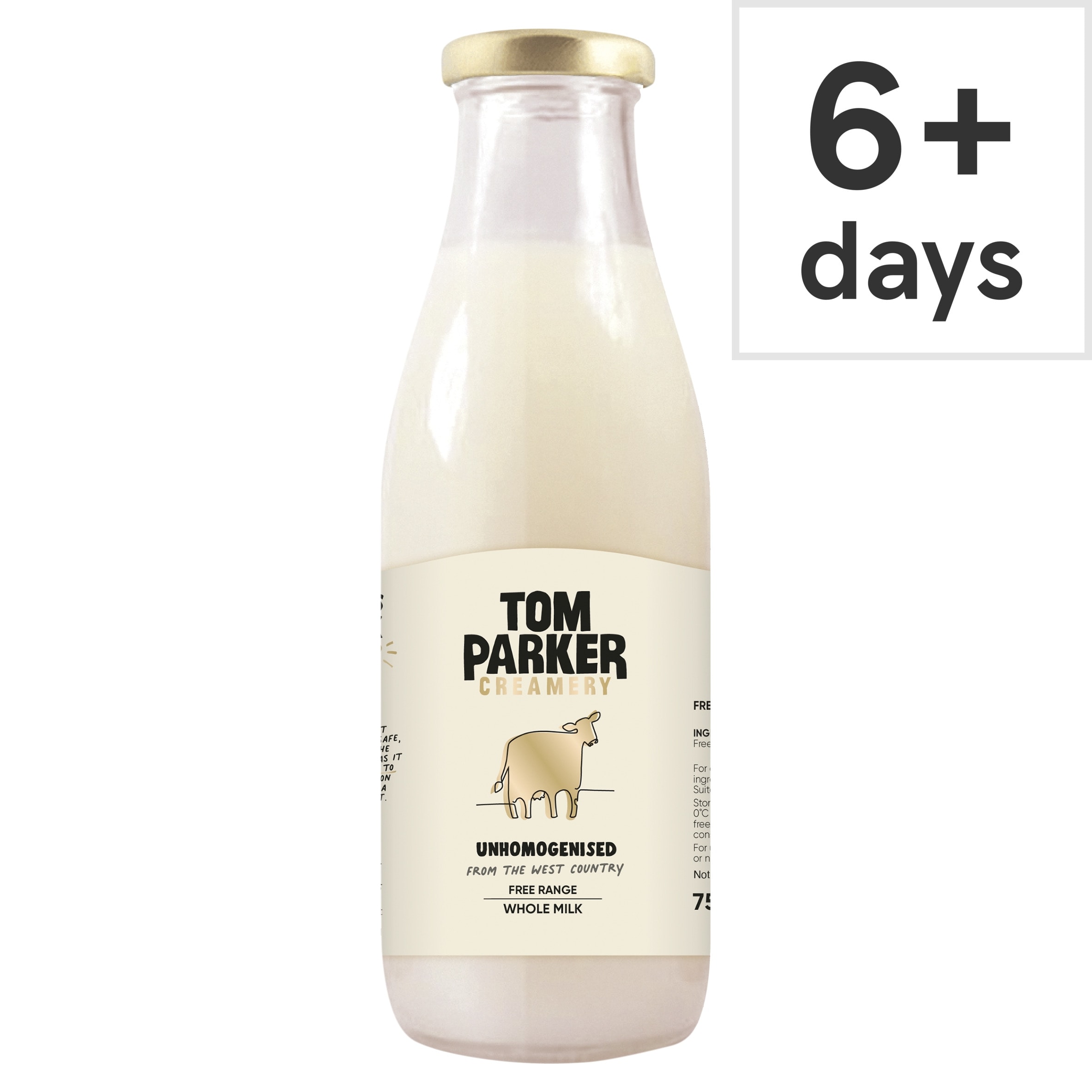 Tom Parker Creamery Unhomogenised West Country Free Range whole Milk 750ml