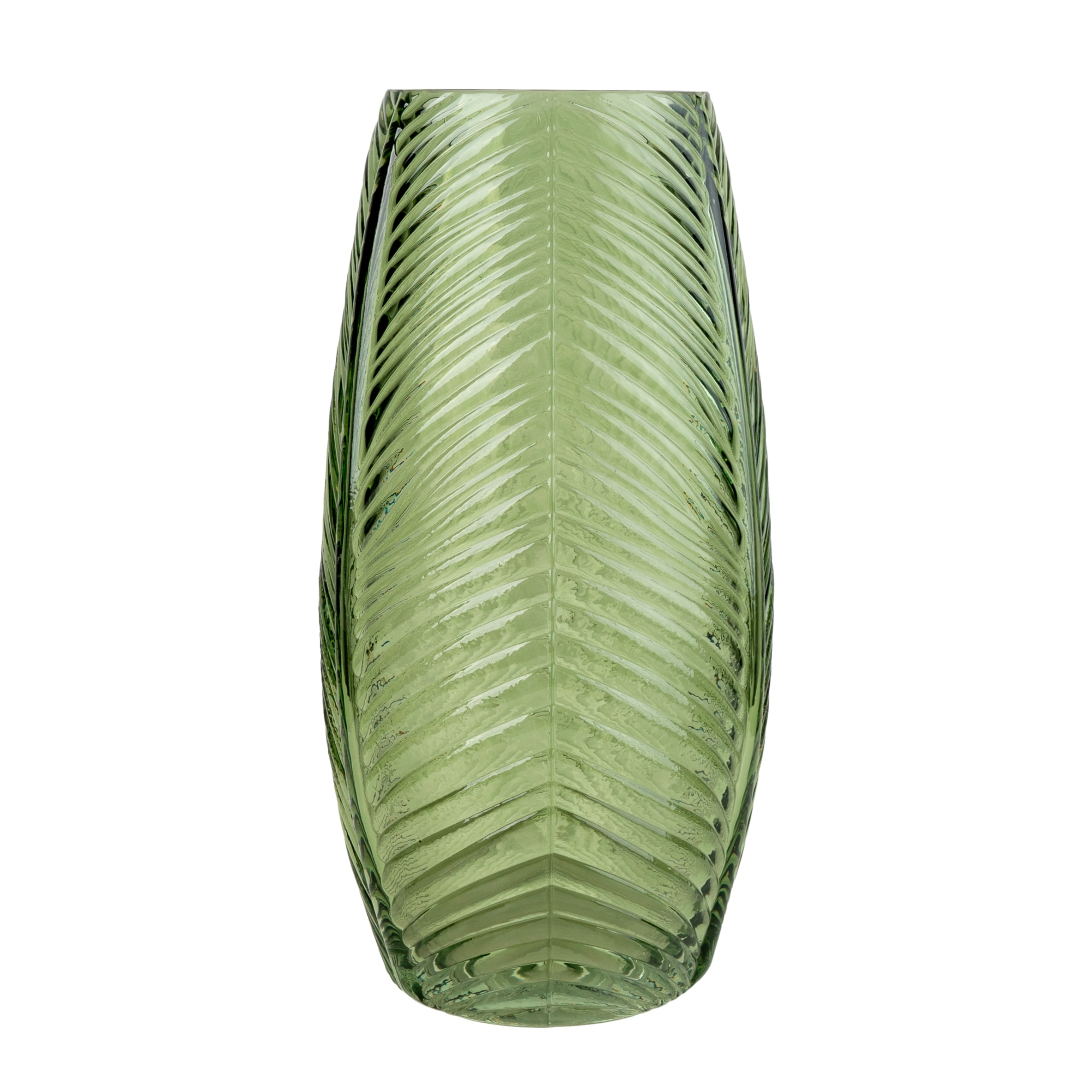 Candlelight Green Glass Pressed Vase