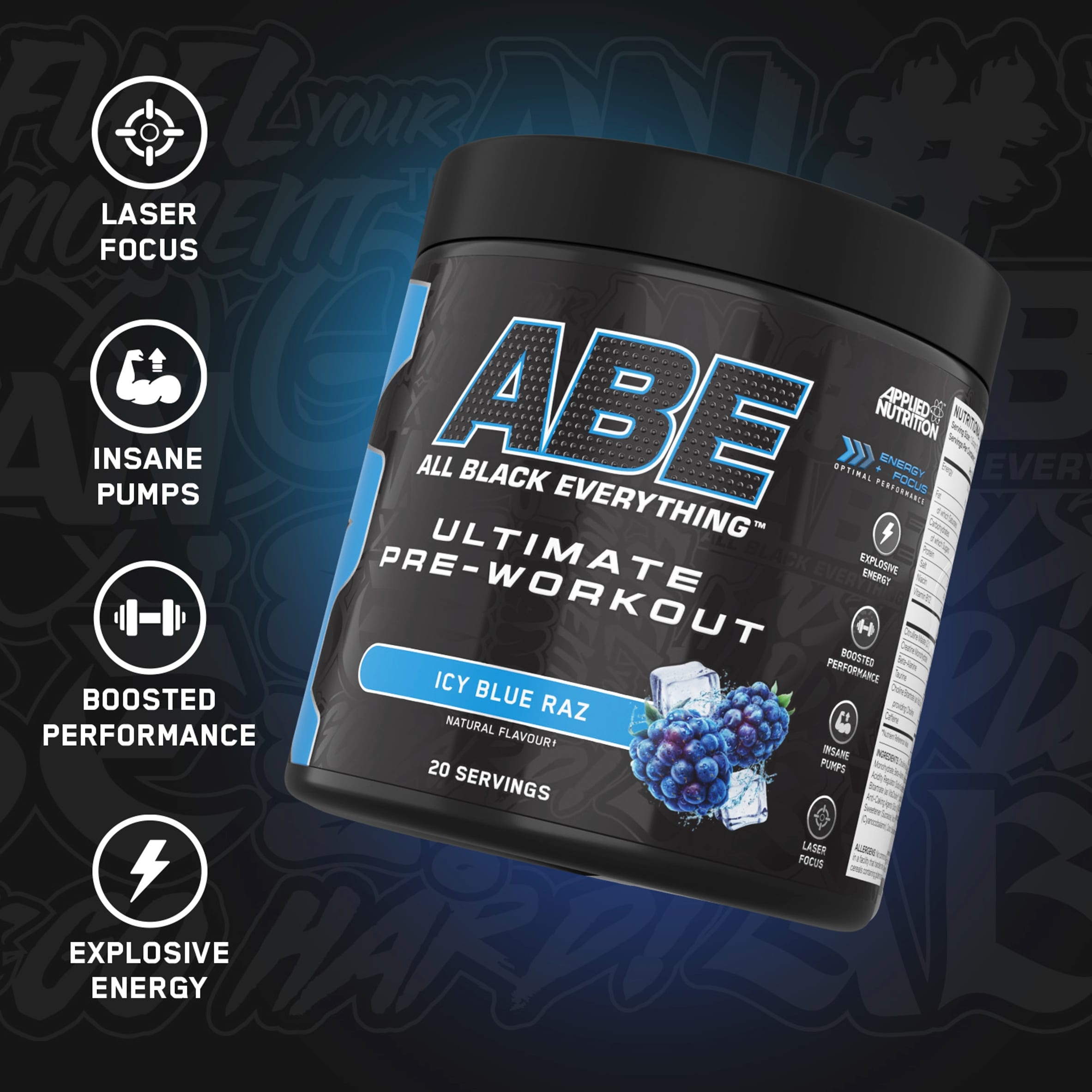 Applied Nutrition ABE Ultimate Pre Workout Icy Blue Raz 250g thumbnail 3