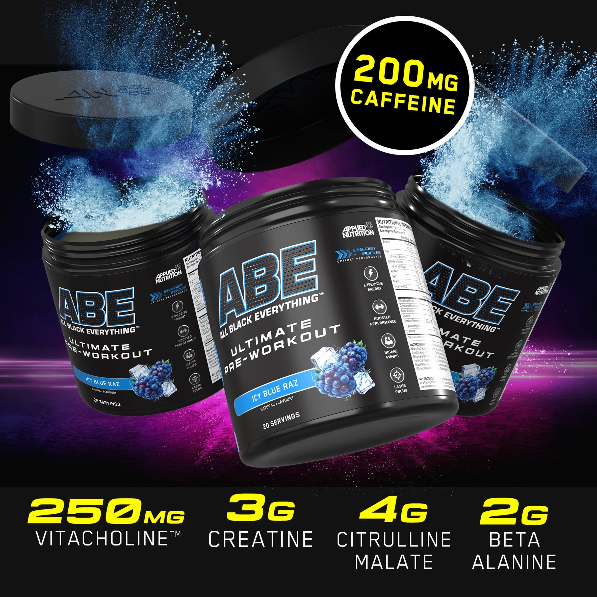 Applied Nutrition ABE Ultimate Pre Workout Icy Blue Raz 250g thumbnail 4