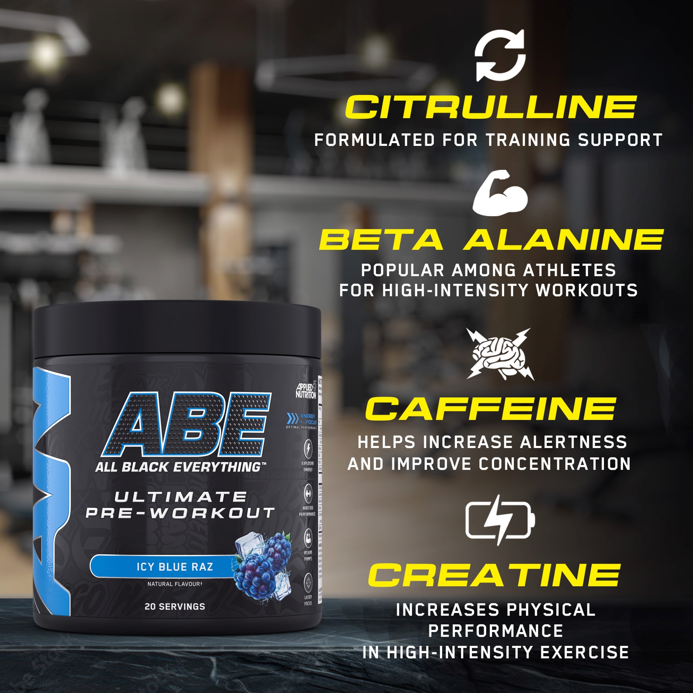 Applied Nutrition ABE Ultimate Pre Workout Icy Blue Raz 250g thumbnail 5