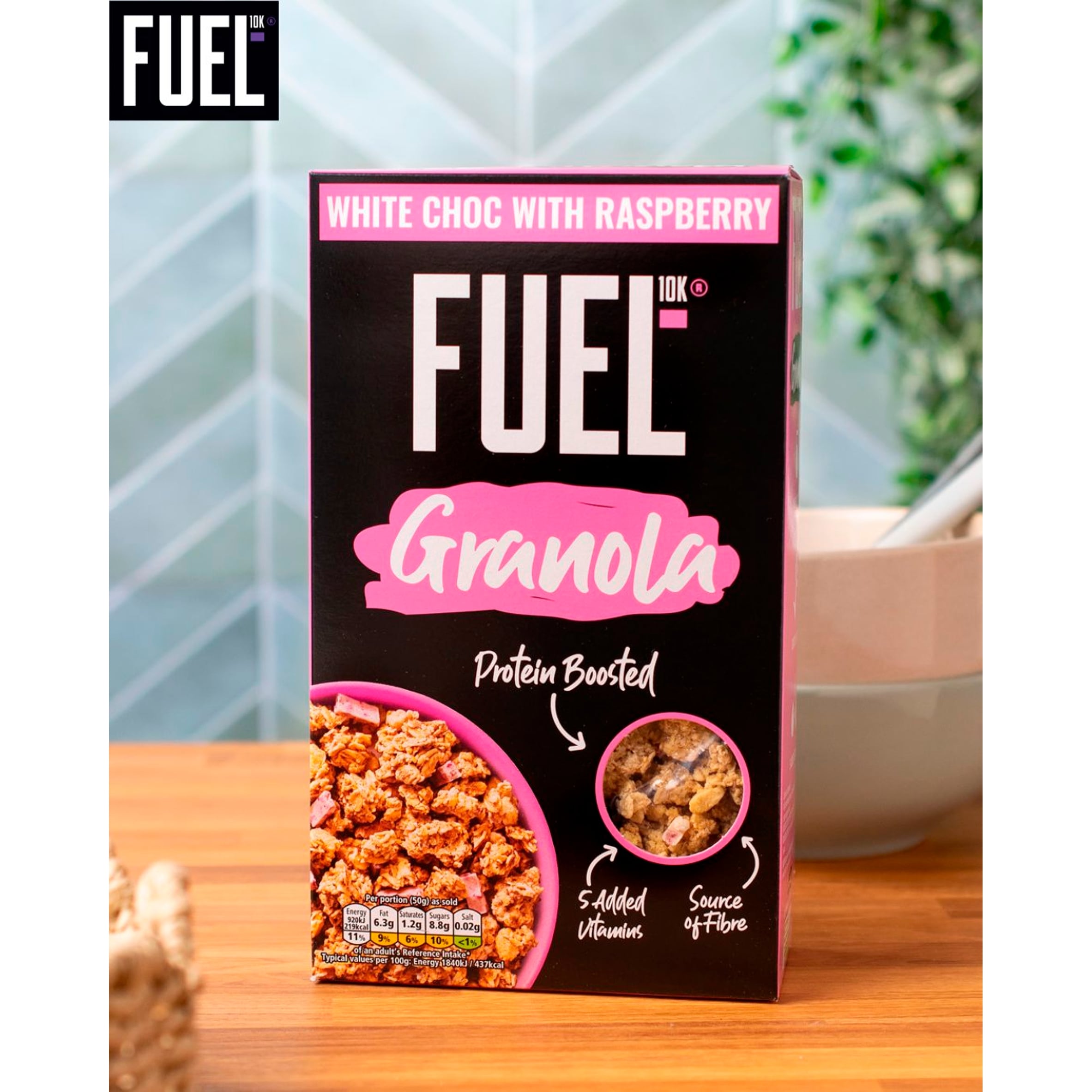 FUEL10K WHITE CHOCOLATE & RASPBERRY PROTEIN GRANOLA BREAKFAST CEREAL 400g thumbnail 3