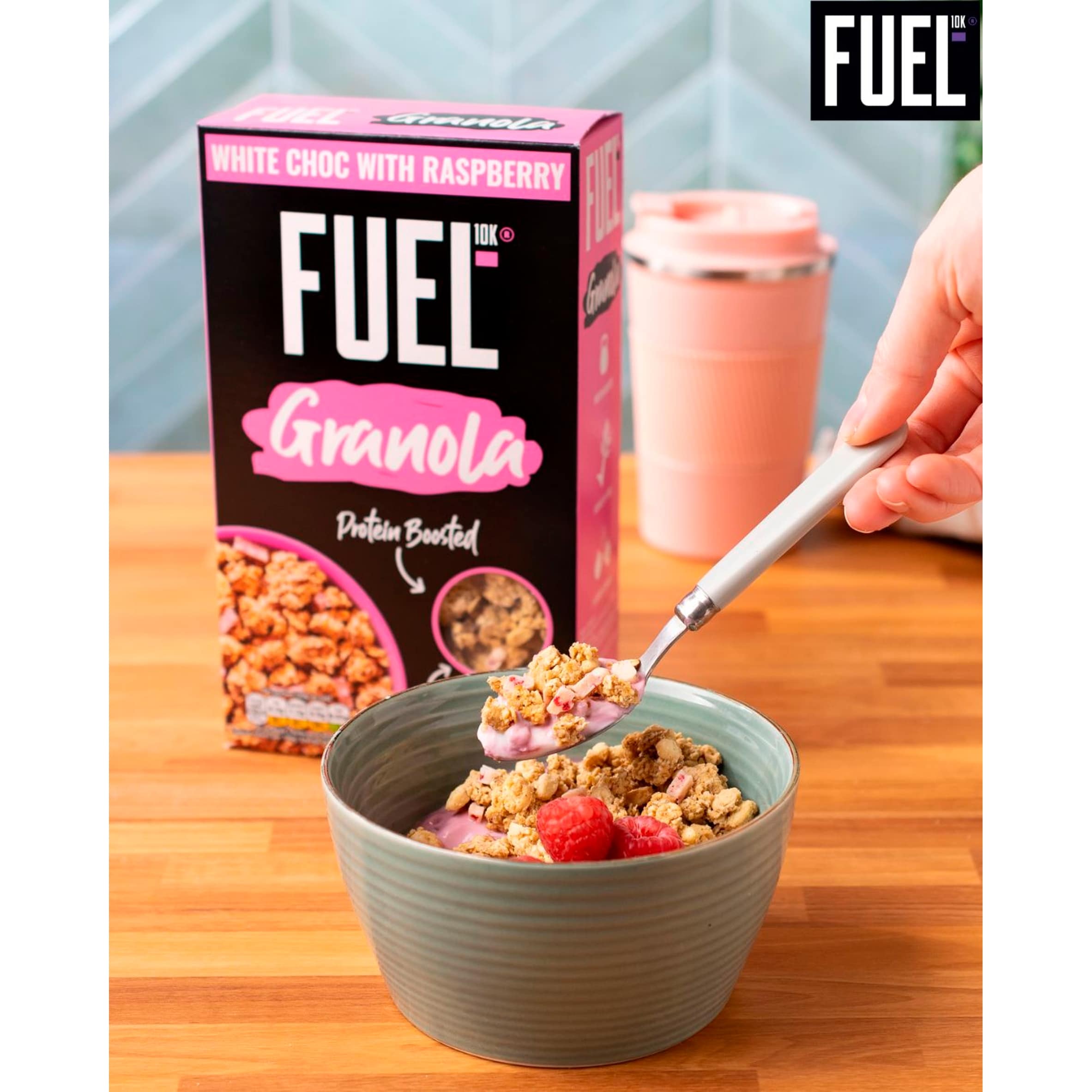 FUEL10K WHITE CHOCOLATE & RASPBERRY PROTEIN GRANOLA BREAKFAST CEREAL 400g thumbnail 4