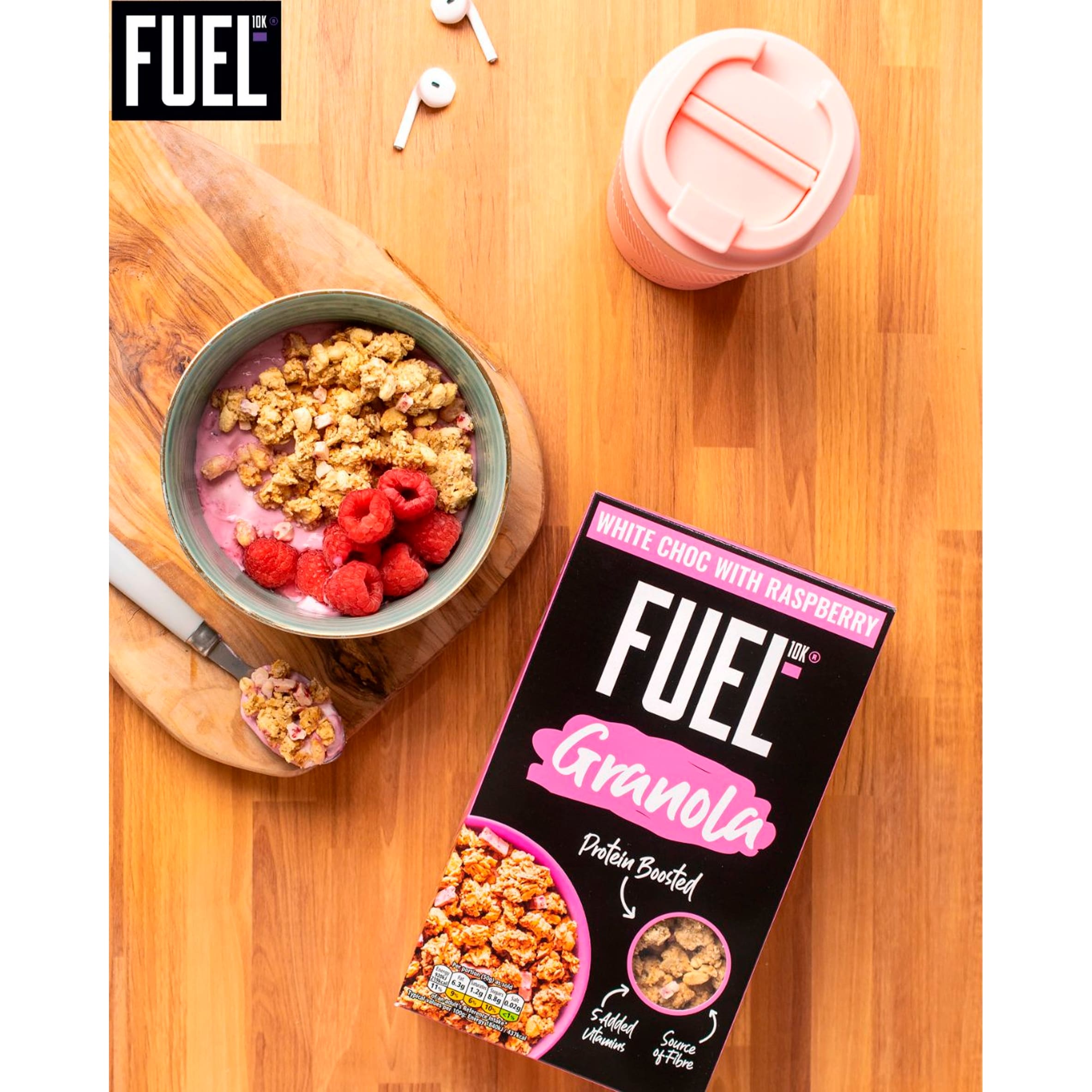 FUEL10K WHITE CHOCOLATE & RASPBERRY PROTEIN GRANOLA BREAKFAST CEREAL 400g thumbnail 5