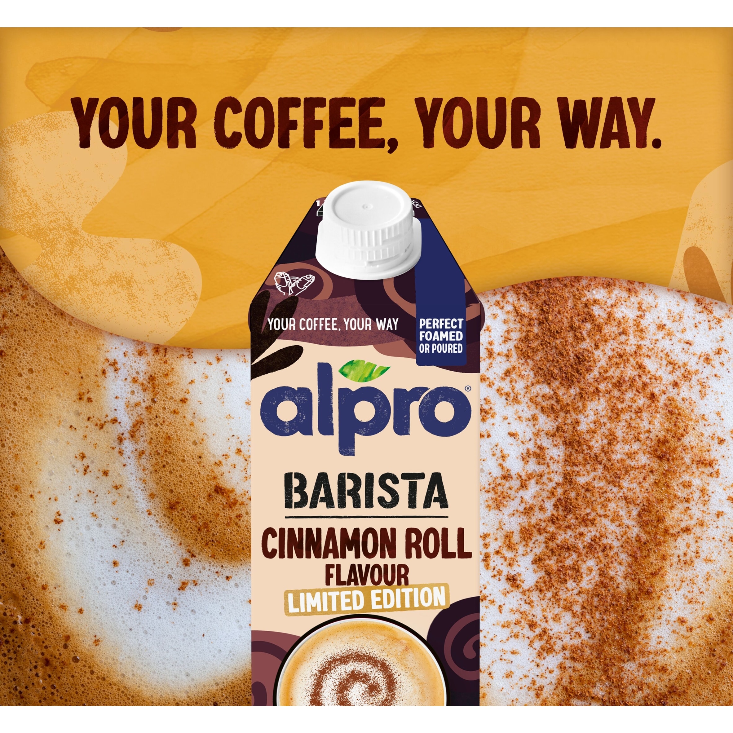 Alpro Barista Cinnamon Roll Flavour drink Limited Edition 750ml thumbnail 3