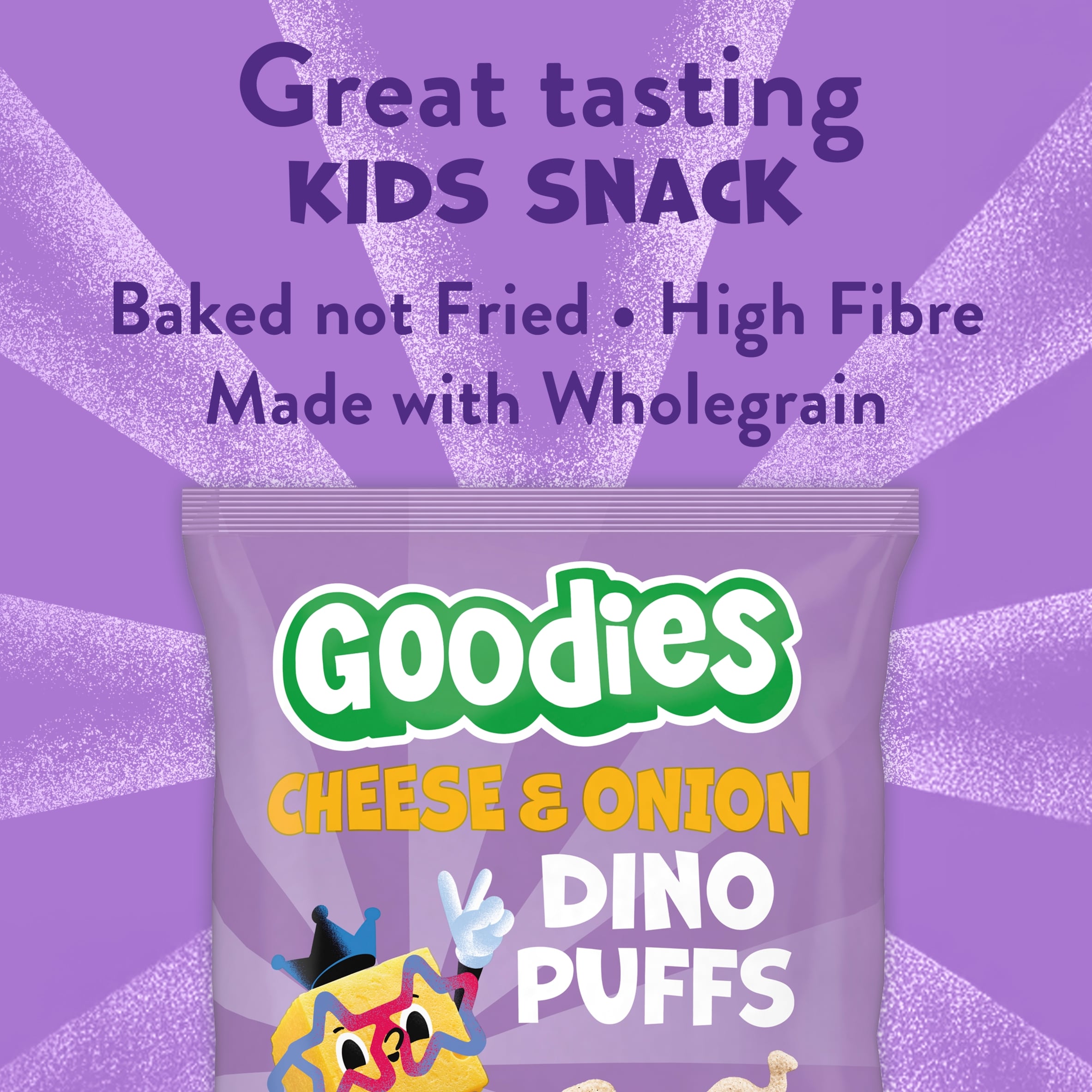 Goodies Kids Snack Dino Puffs Cheese & Onion 4x12g thumbnail 2