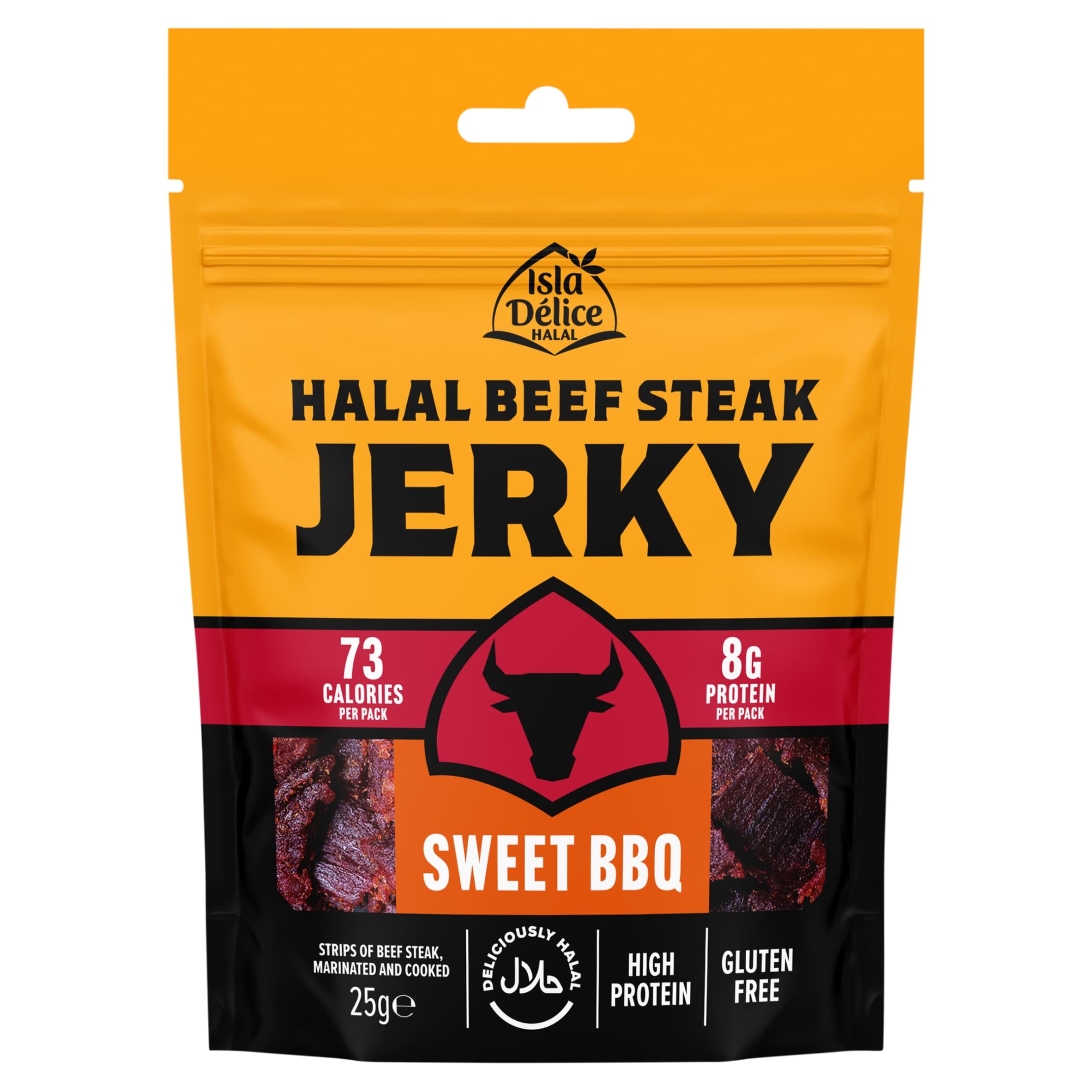 Isla Delice Halal Beef Steak Jerky Sweet BBQ 25g