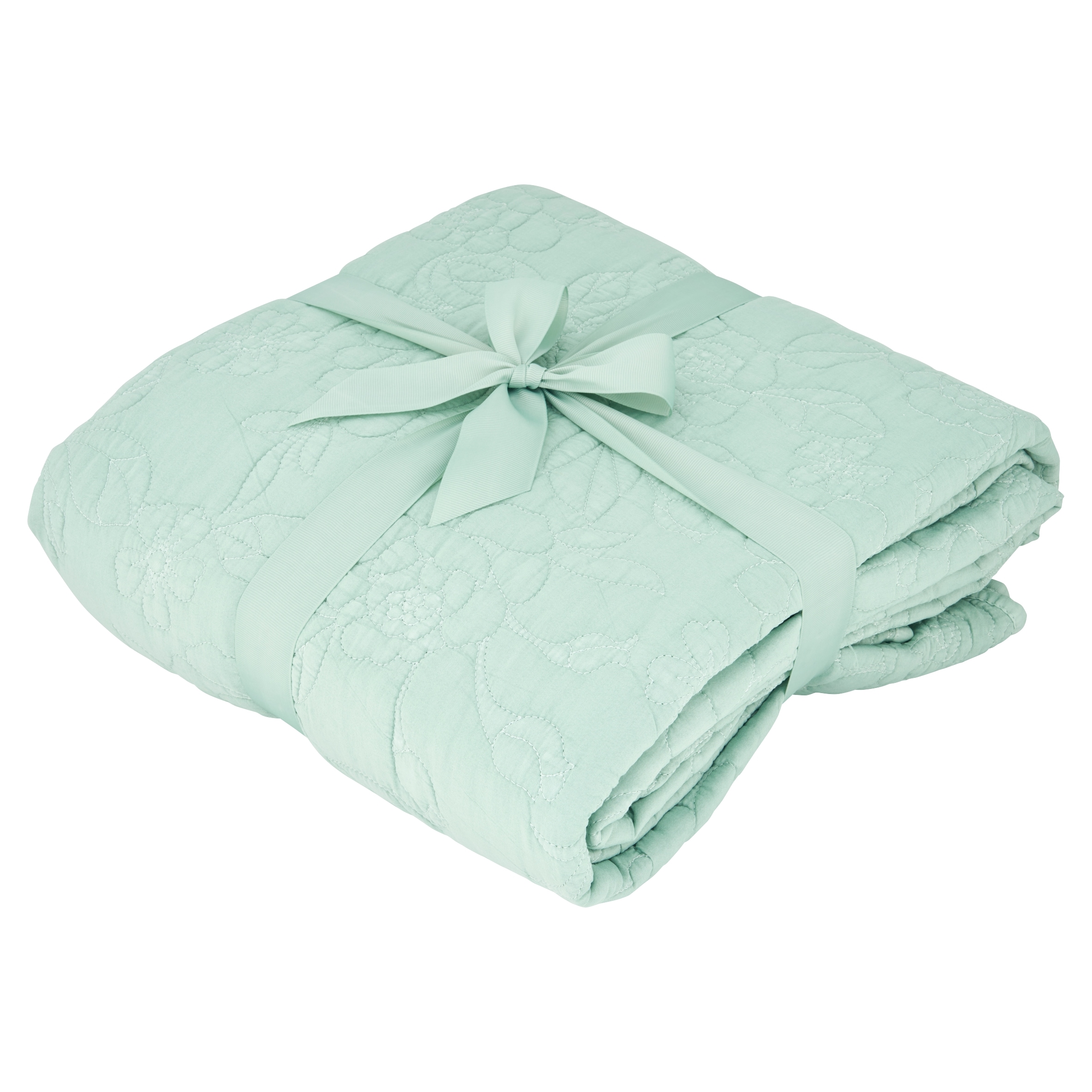 F&F Home Green Stitched Floral Bedspread