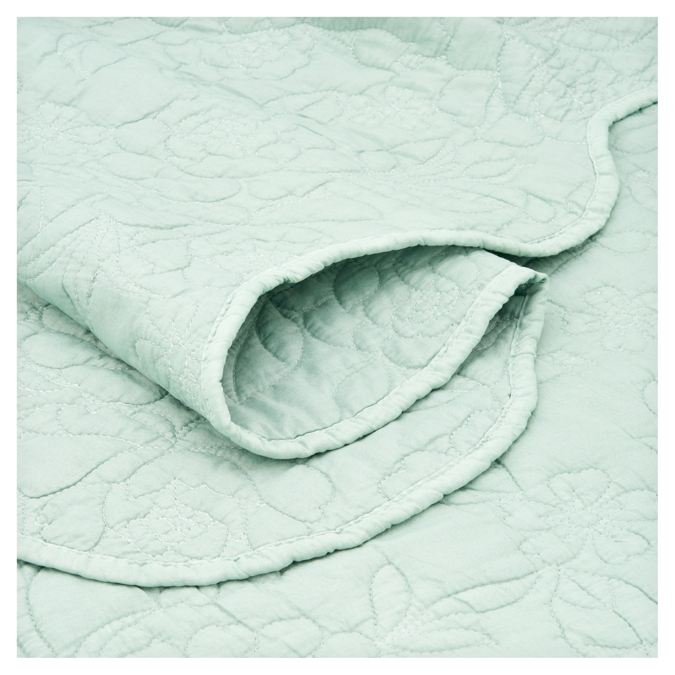 F&F Home Green Stitched Floral Bedspread thumbnail 2