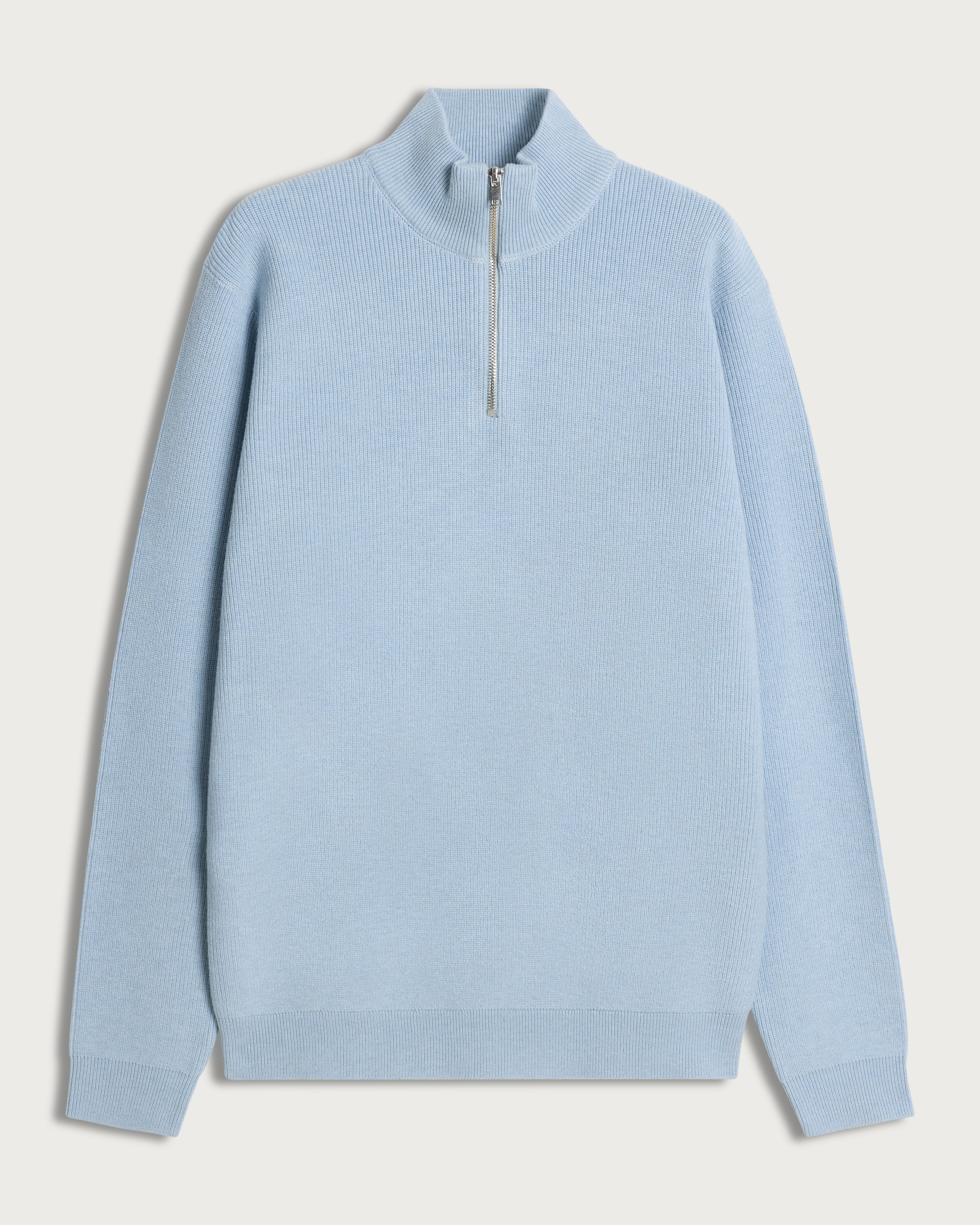 F&F Knitted Ribbed Half Zip Jumper in Blue thumbnail 4