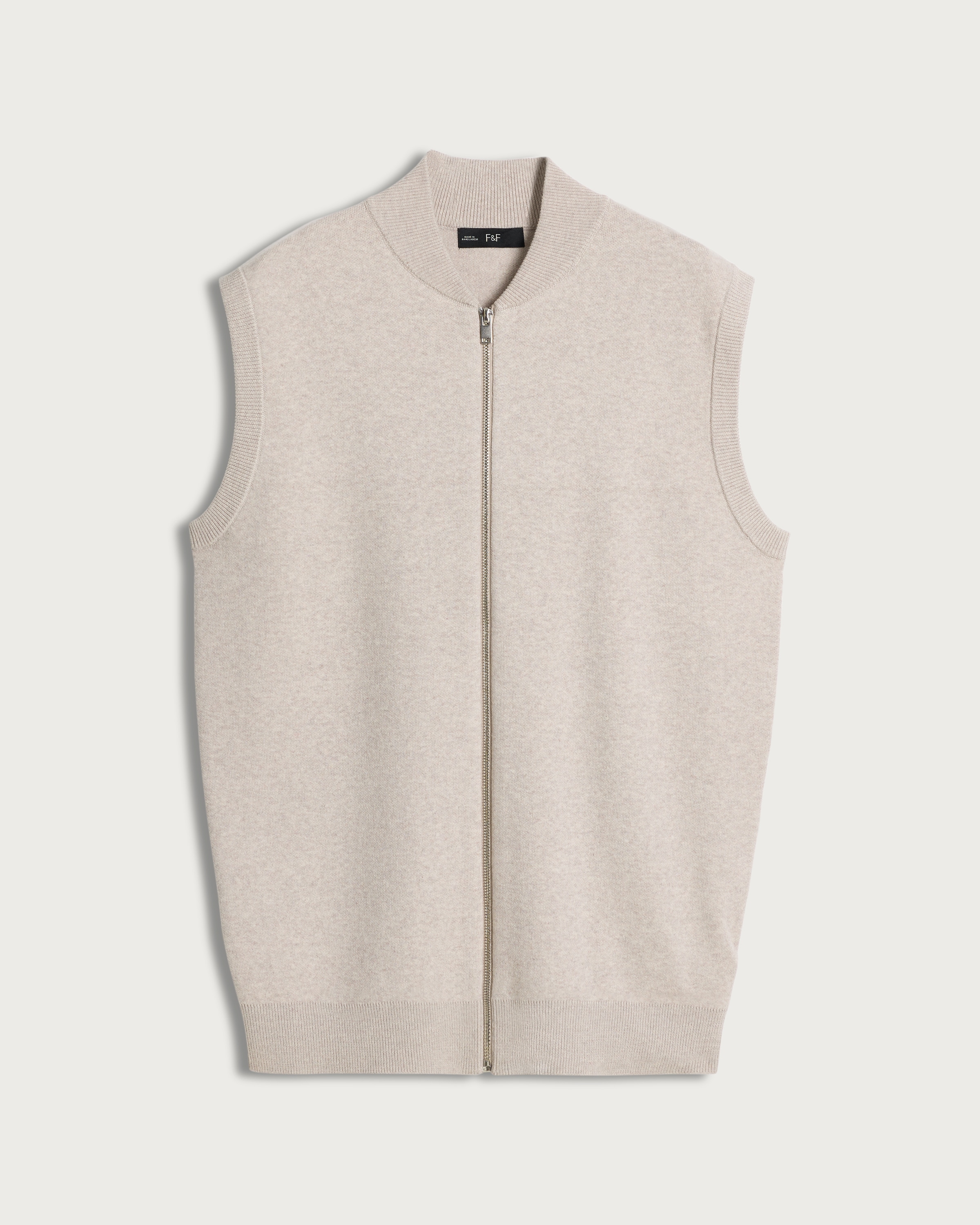 F&F Cotton Rich Knitted Zip Up Gilet in Neutral thumbnail 4